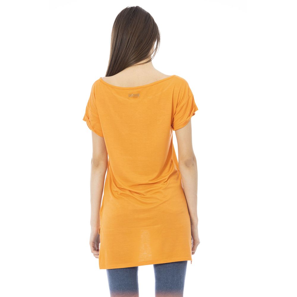 Just Cavalli Orangefarbenes Baumwoll-Top für Frauen