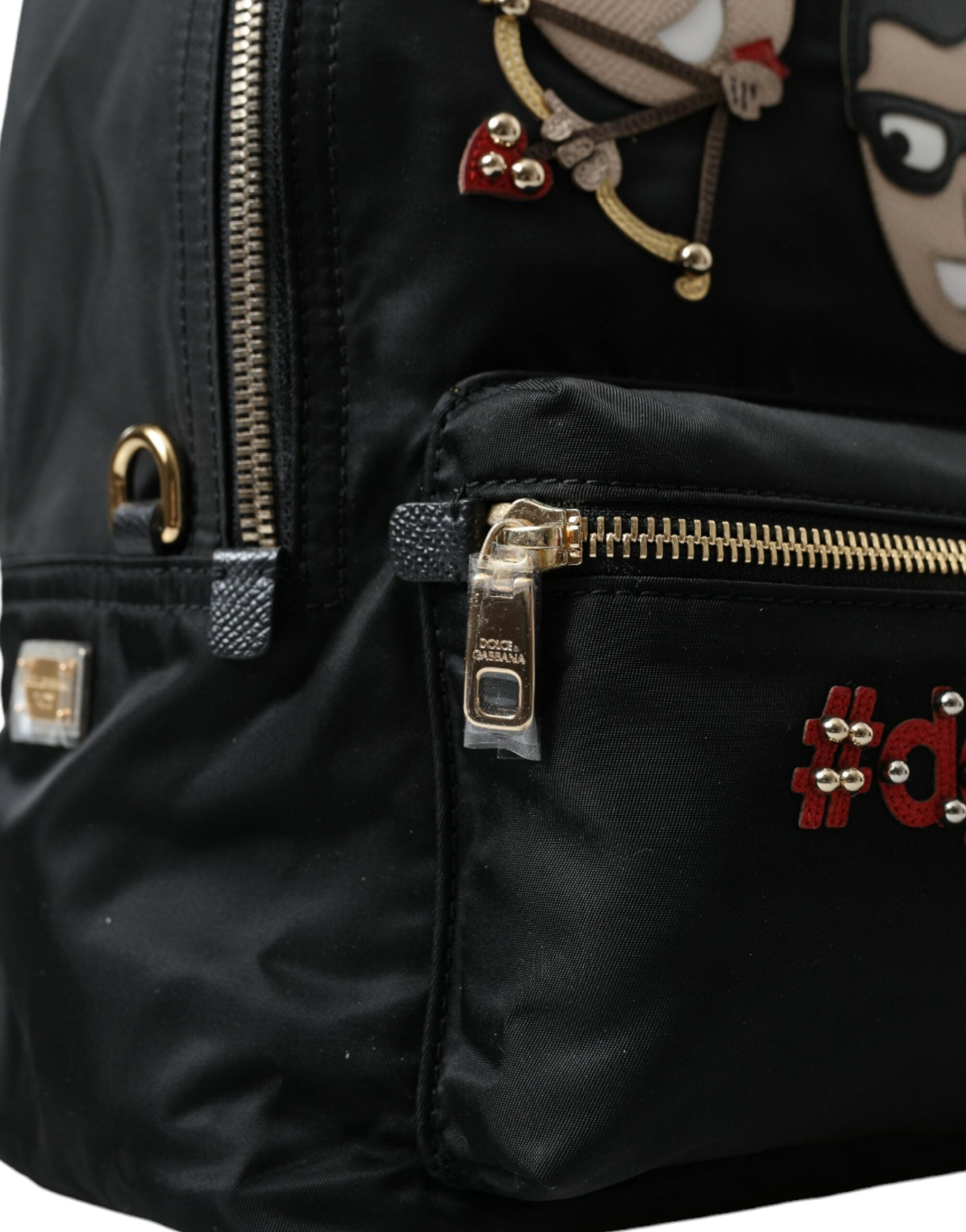 Dolce & Gabbana Schwarzer #DGFAMILY Verschönerter Rucksack VULCANO Tasche