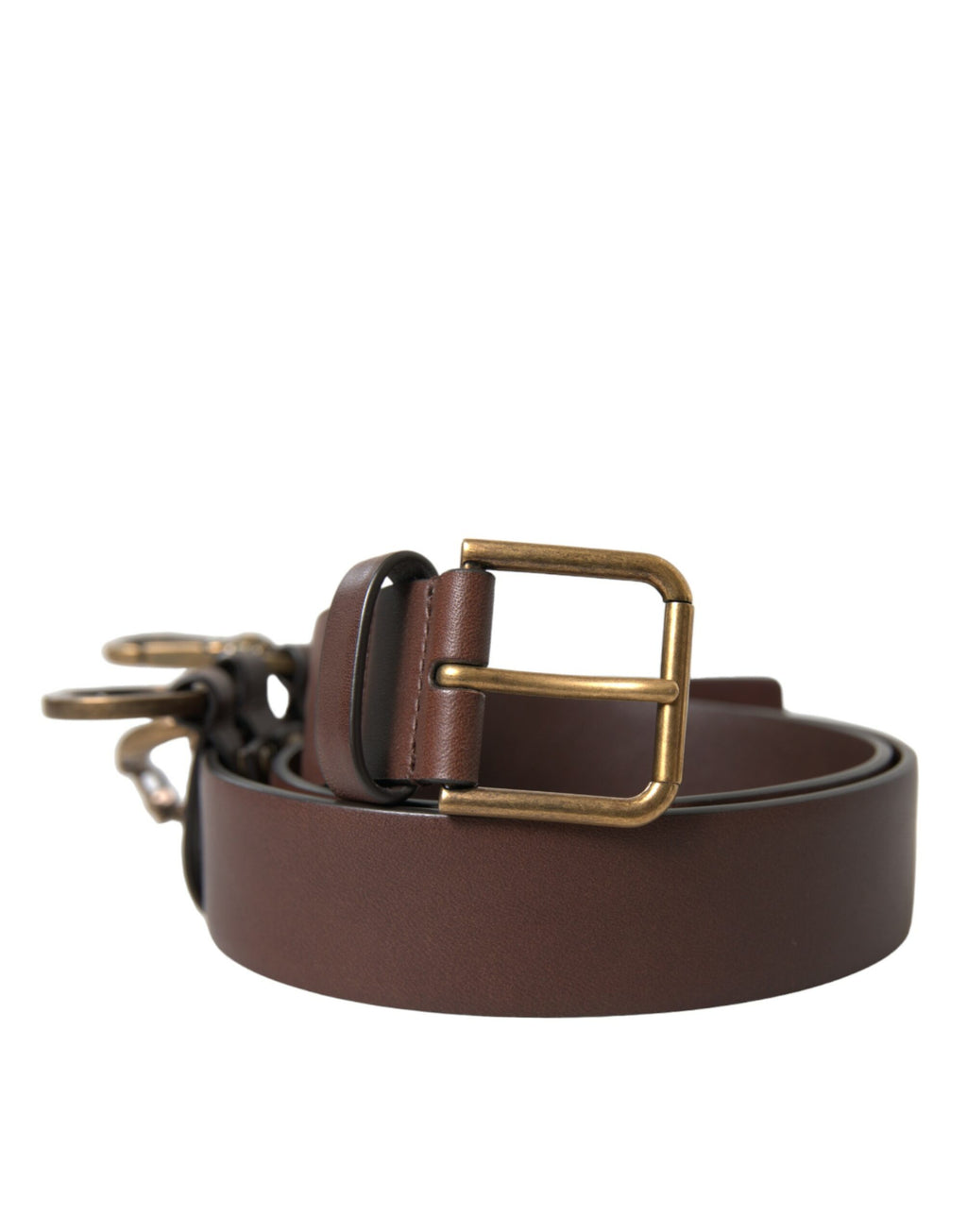 Dolce & Gabbana Brauner Kalbsledergürtel mit goldener Metallschnalle