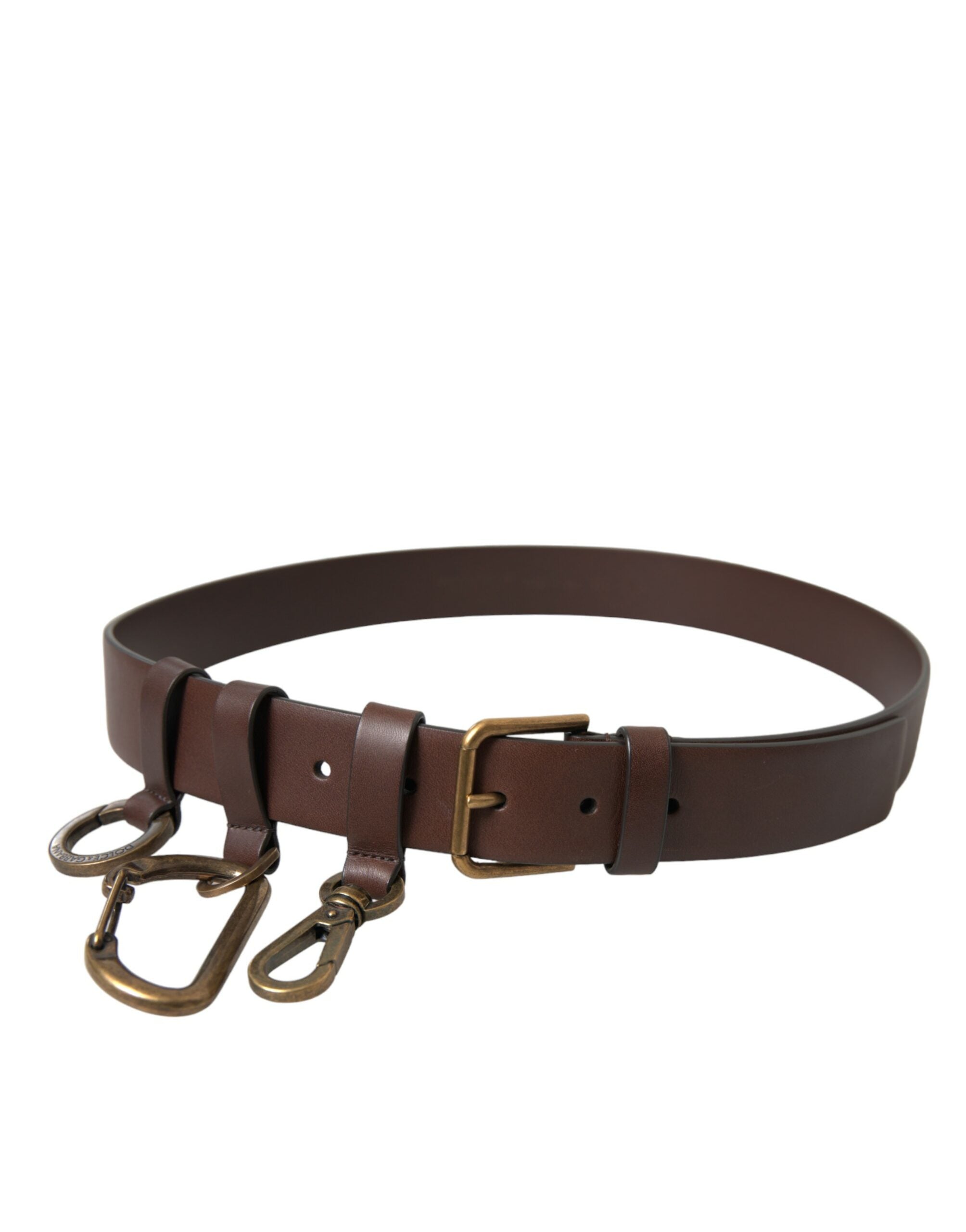 Dolce & Gabbana Brauner Kalbsledergürtel mit goldener Metallschnalle