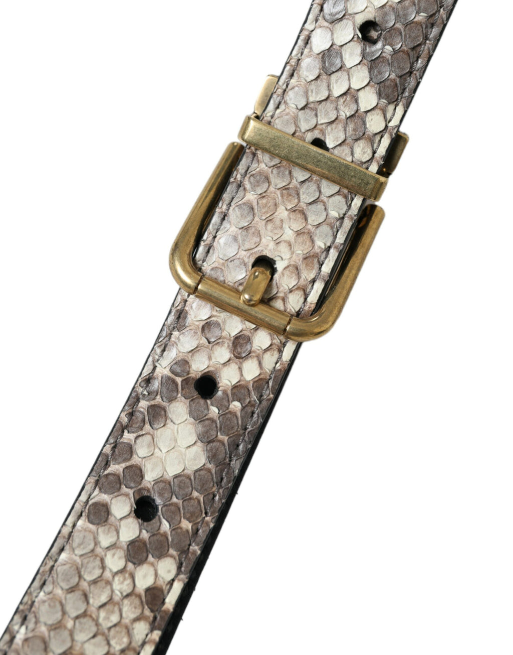 Dolce & Gabbana Brauner Pythonledergürtel mit goldener Metallschnalle