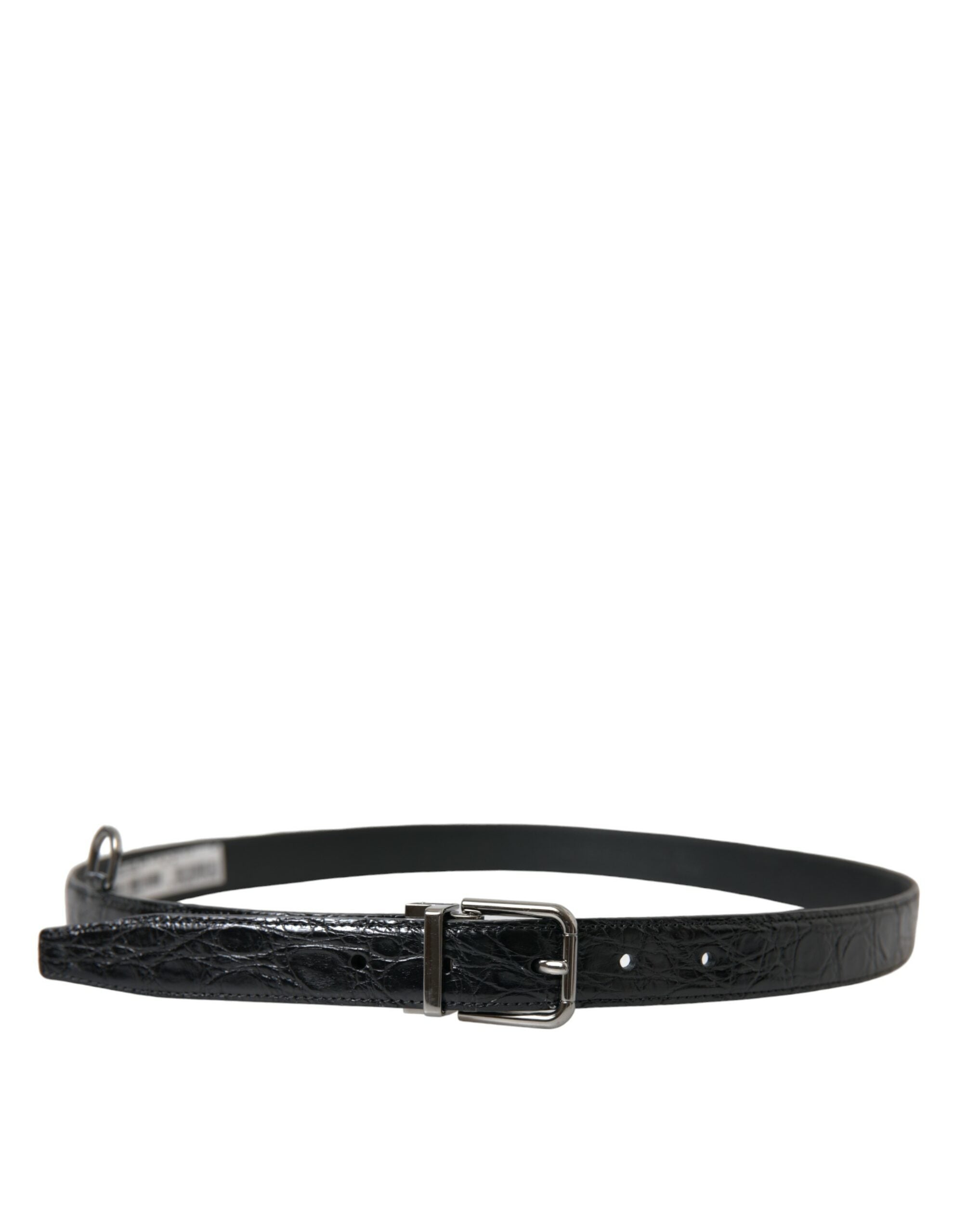 Dolce & Gabbana Schwarzer Ledergürtel mit silberner Metallschnalle