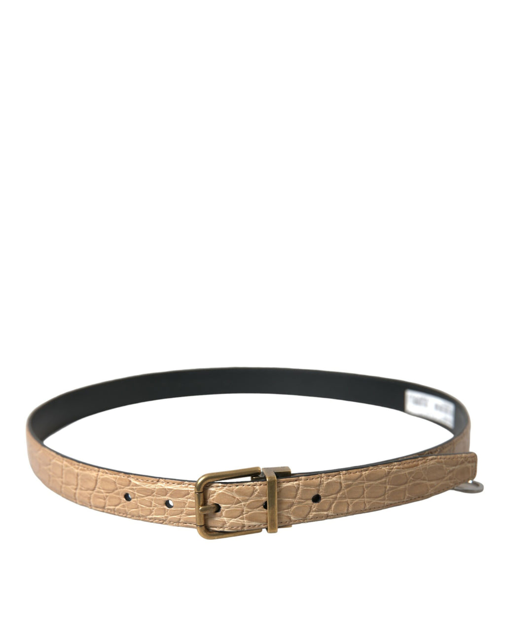 Dolce & Gabbana Beige Exotisches Leder Gold Metallschnalle Gürtel