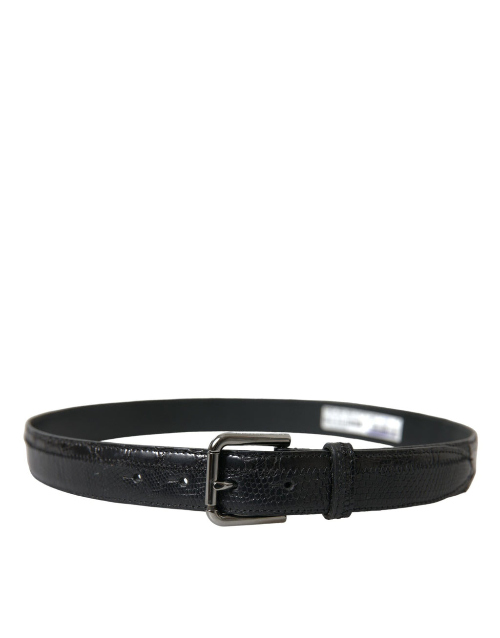 Dolce & Gabbana Schwarzes Exotenleder Silberne Metallschnalle Gürtel