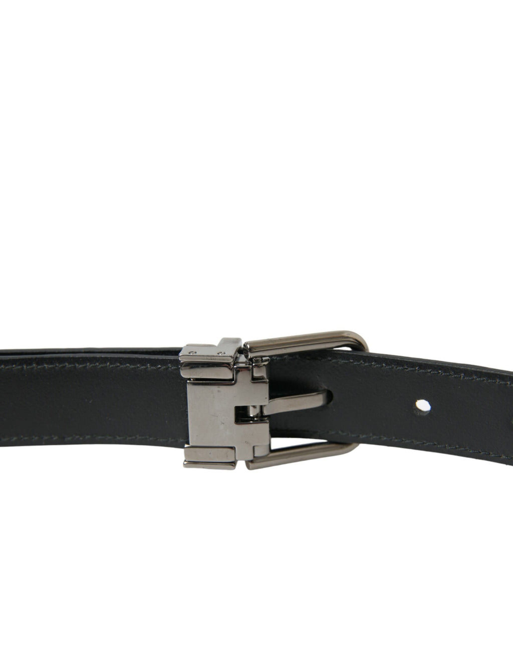 Dolce & Gabbana Schwarzer Ledergürtel mit silberner Metallschnalle