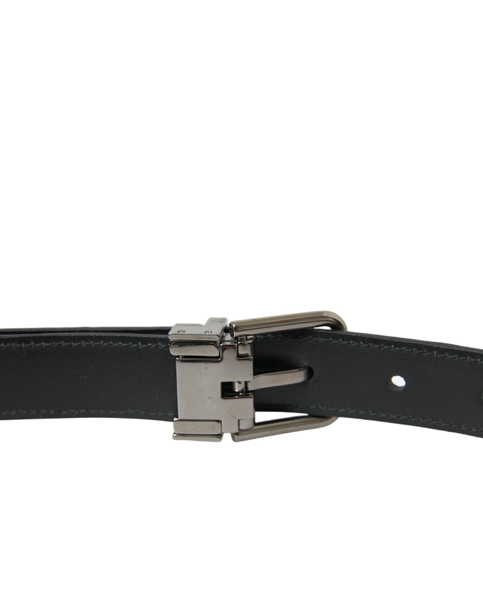 Dolce & Gabbana Schwarzer Ledergürtel mit silberner Metallschnalle