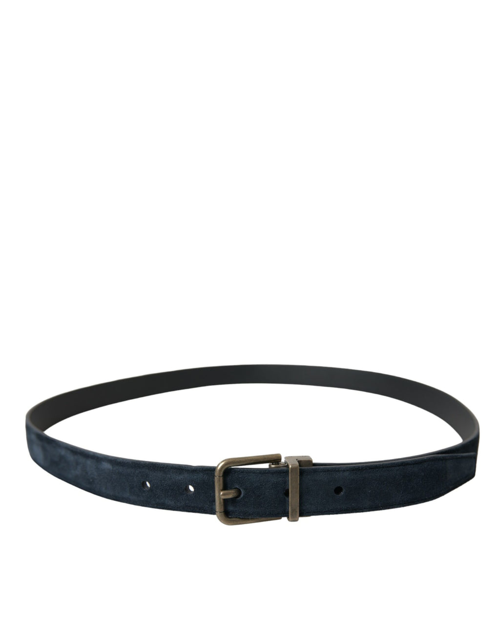 Dolce & Gabbana Blauer Wildledergürtel mit goldener Metallschnalle