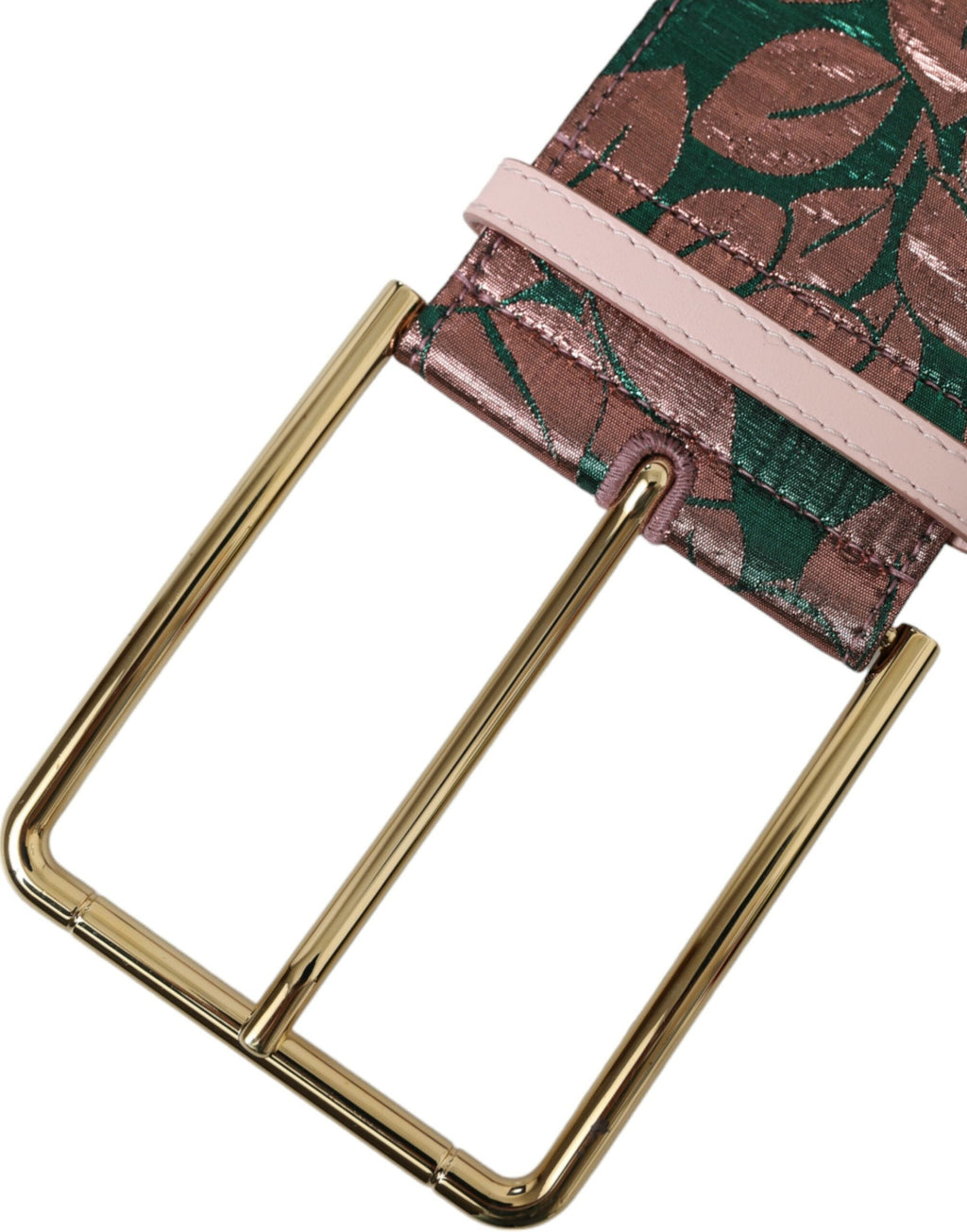 Dolce & Gabbana Multicolor Floral Jacquard Lurex Gürtel mit goldener Schnalle