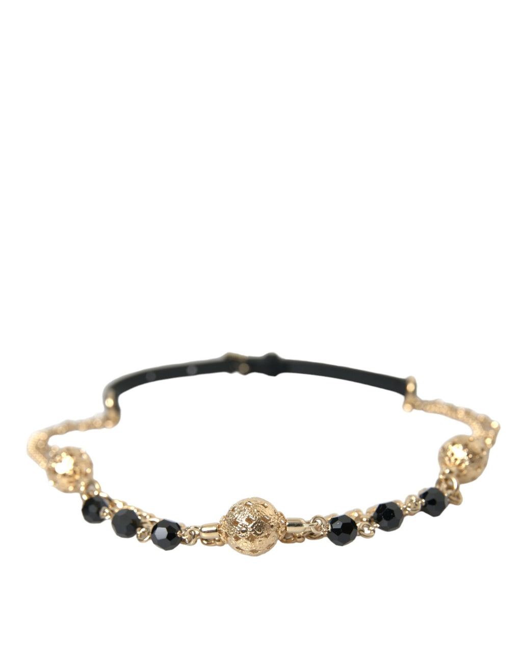Dolce & Gabbana Schwarzer Wildleder-Goldkette-Kristall-Taillengürtel