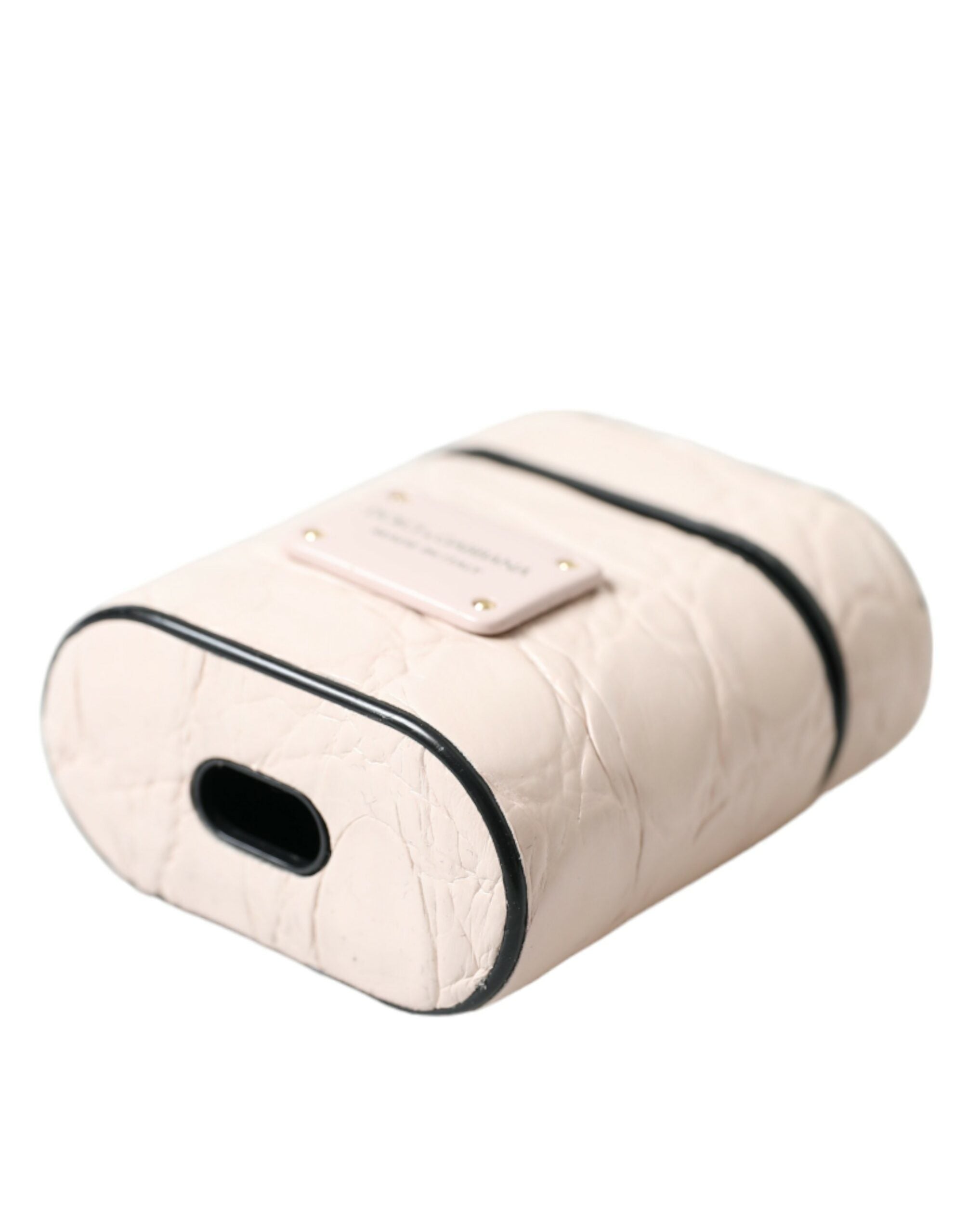 Dolce & Gabbana Hellrosa Kalbsleder Metall-Logo-Plakette Airpods Etui