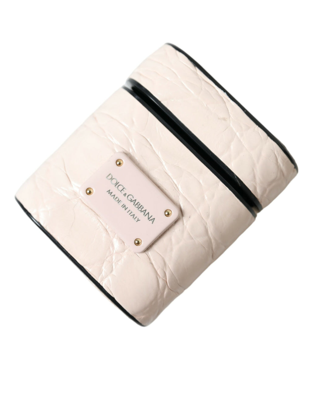 Dolce & Gabbana Hellrosa Kalbsleder Metall-Logo-Plakette Airpods Etui