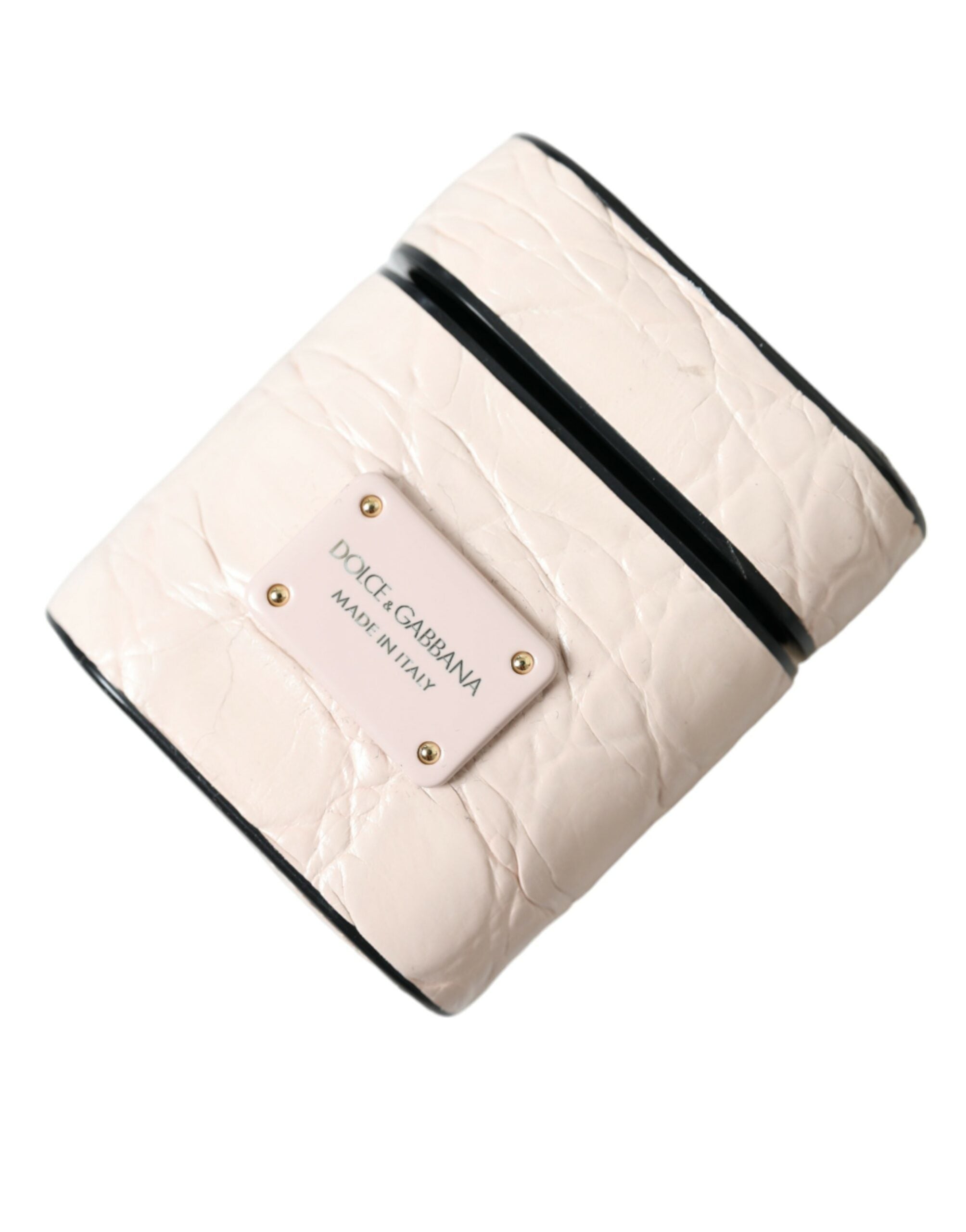 Dolce & Gabbana Hellrosa Kalbsleder Metall-Logo-Plakette Airpods Etui