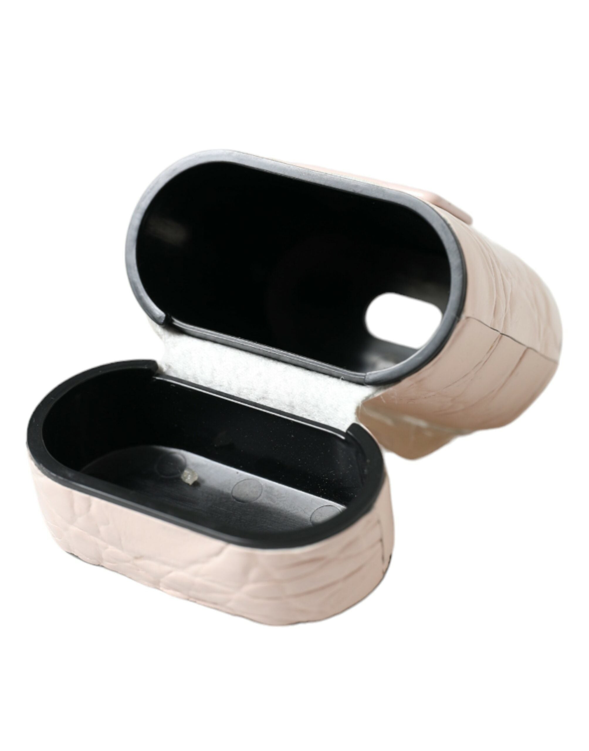 Dolce & Gabbana Hellrosa Kalbsleder Metall-Logo-Plakette Airpods Etui