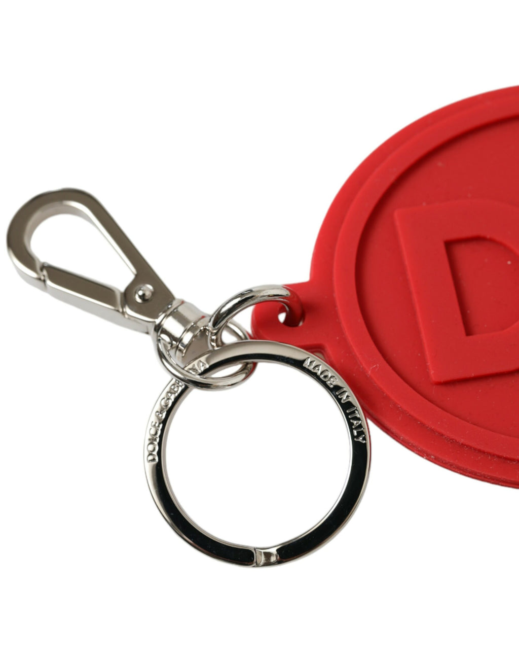 Dolce & Gabbana Roter Gummi DG Logo Silber Messing Metall Schlüsselanhänger Schlüsselanhänger
