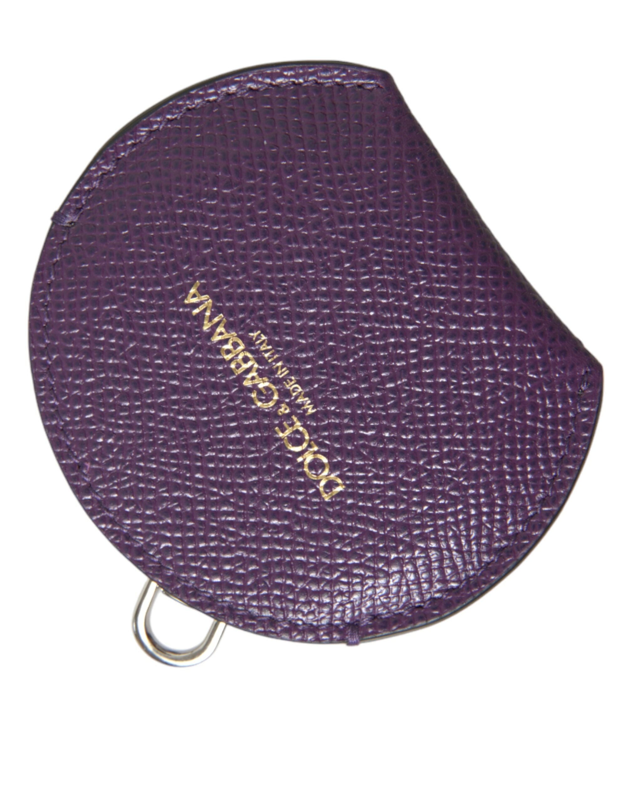 Dolce & Gabbana Violetter Handspiegelhalter aus Kalbsleder mit rundem Logo