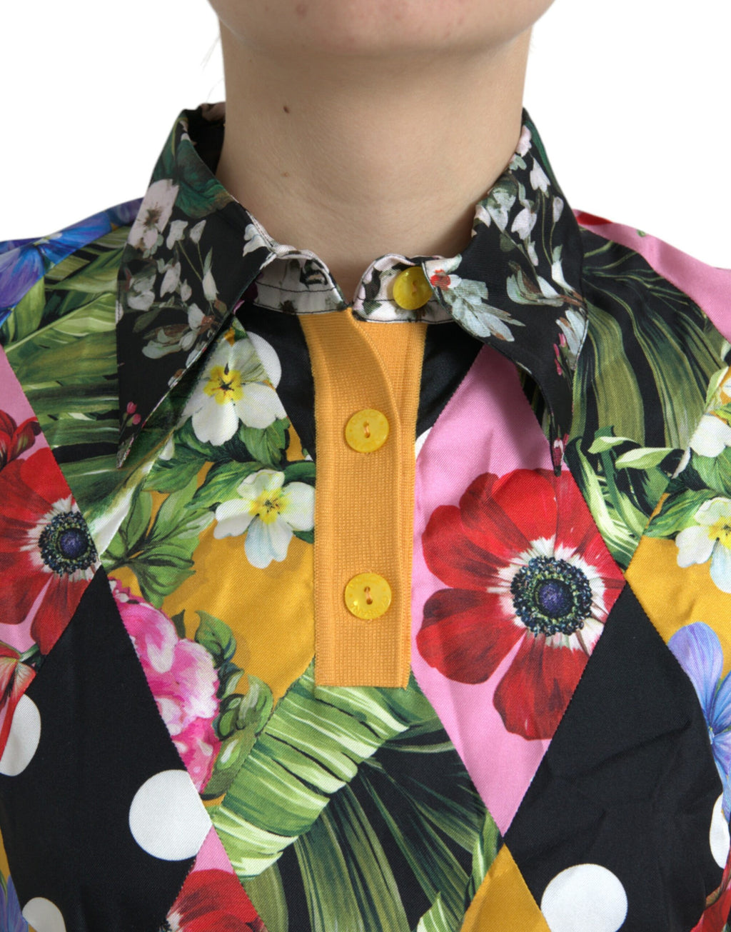 Dolce & Gabbana Mehrfarbiger Patchwork-Henley-Pullover aus Kaschmir