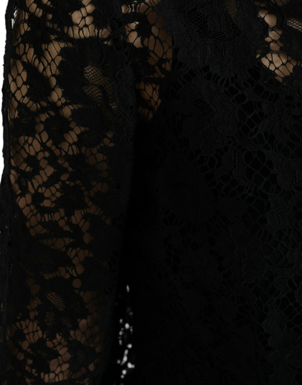 Dolce & Gabbana Schwarzes Blusentop mit floraler Spitze und langen Ärmeln