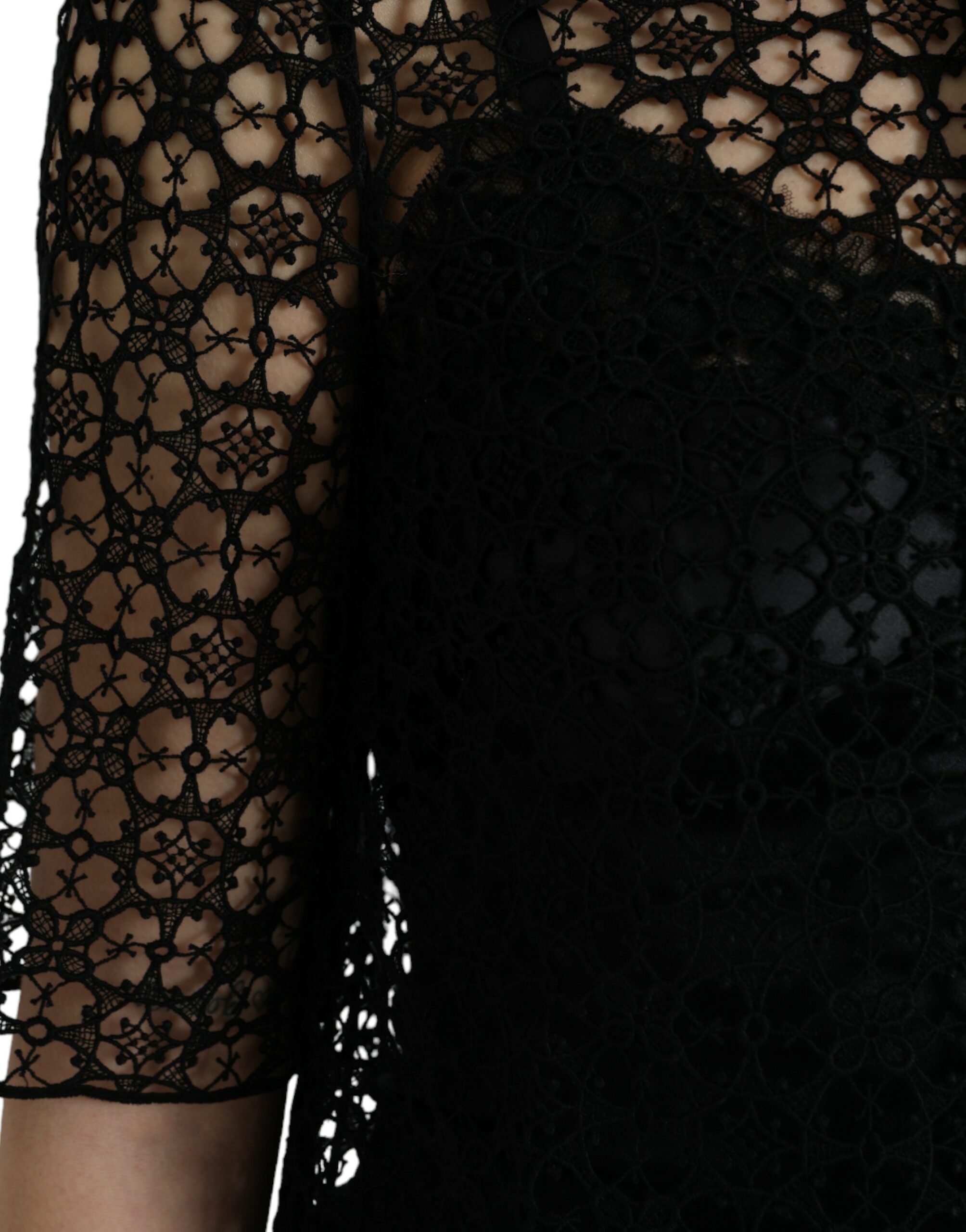 Dolce & Gabbana Schwarzes Blusentop mit floraler Spitze und kurzen Ärmeln