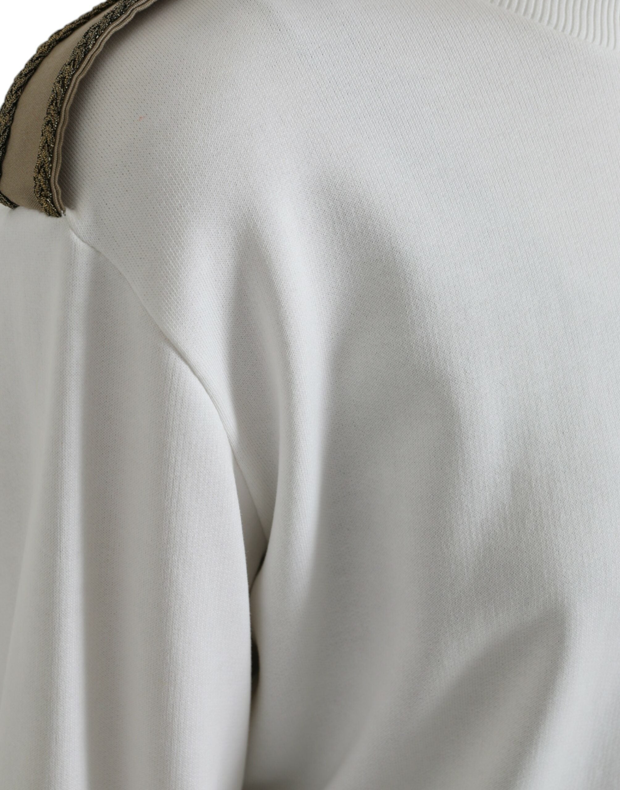 Dolce & Gabbana Weißer geblümter Rundhals-Pullover aus Baumwolle