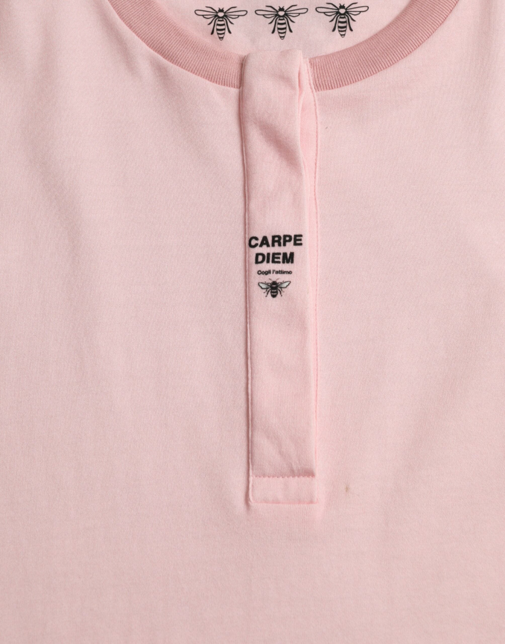 Dolce & Gabbana Rosa T-Shirt aus Baumwolle mit Blumendruck und kurzen Ärmeln