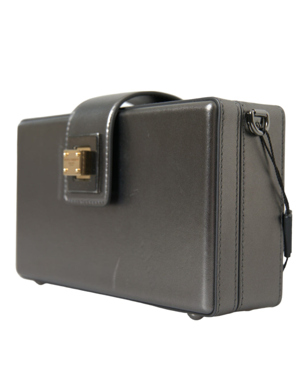 Dolce & Gabbana Metallisch graues Kalbsleder DG BOX Umhängetasche