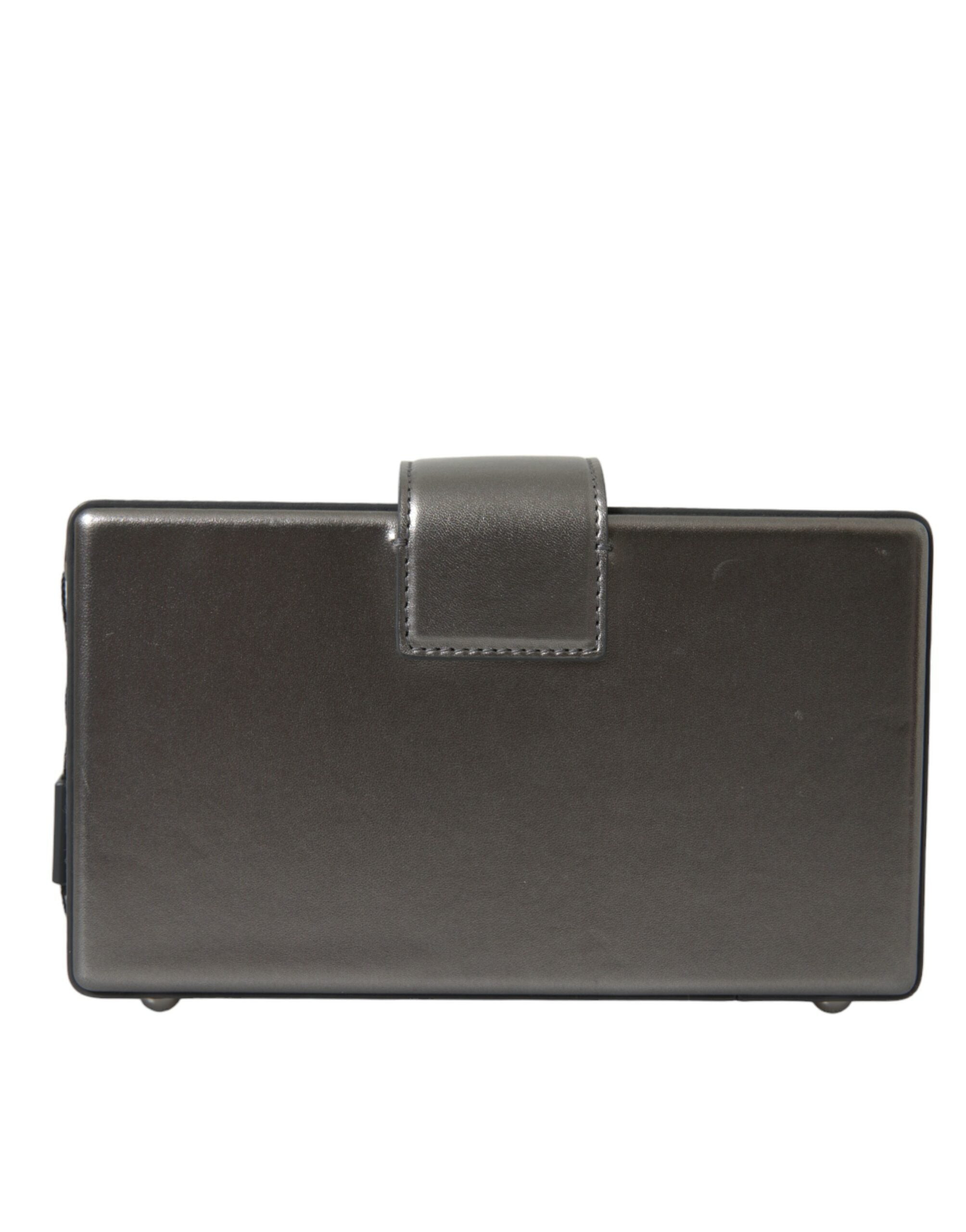 Dolce & Gabbana Metallisch graues Kalbsleder DG BOX Umhängetasche