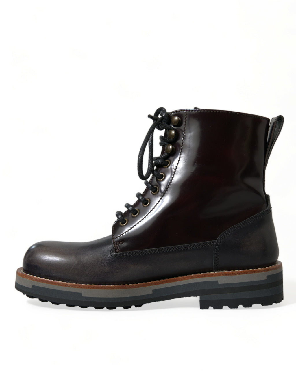 Dolce & Gabbana Schwarzes Leder Militär Kampfstiefel Schuhe