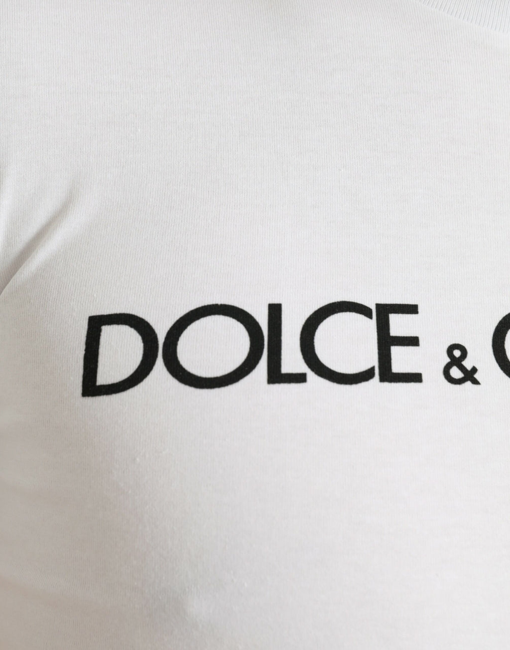 Dolce & Gabbana Weißes T-Shirt mit Rundhalsausschnitt und Logodruck aus Baumwolle