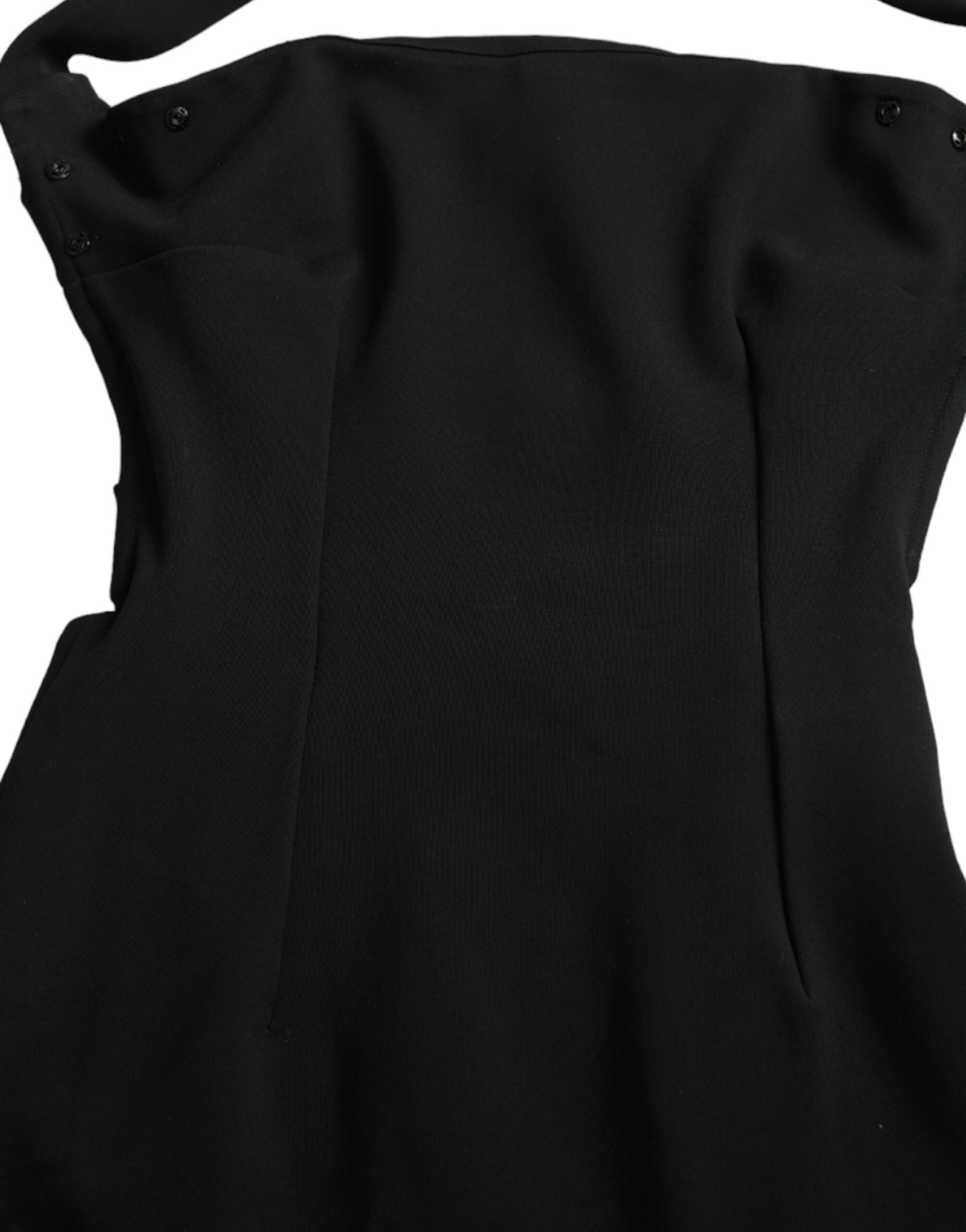 Dolce & Gabbana Schwarzes ärmelloses Midikleid mit Mantelhalter
