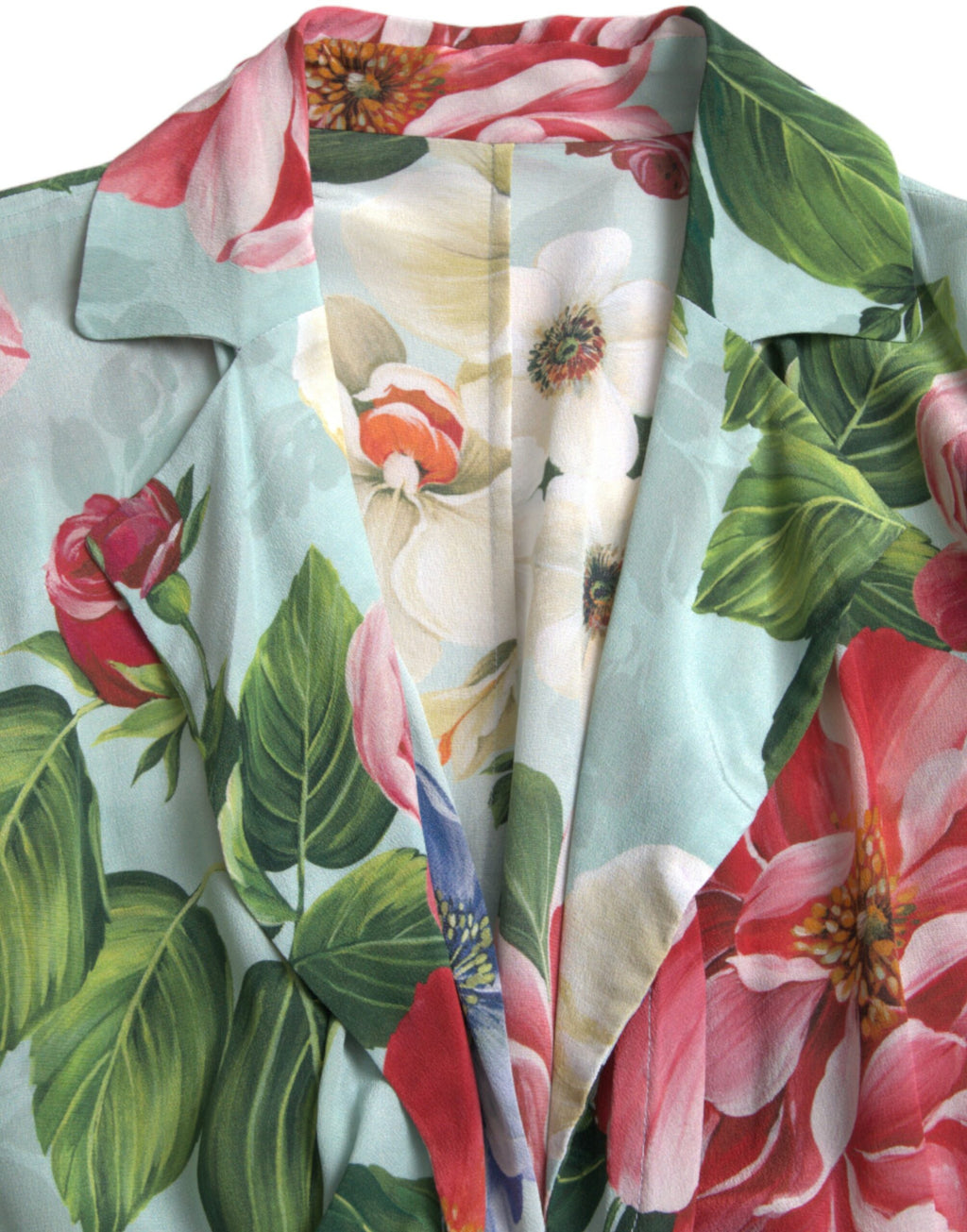Dolce & Gabbana Blauer geblümter Wickel-Overall mit weitem Bein