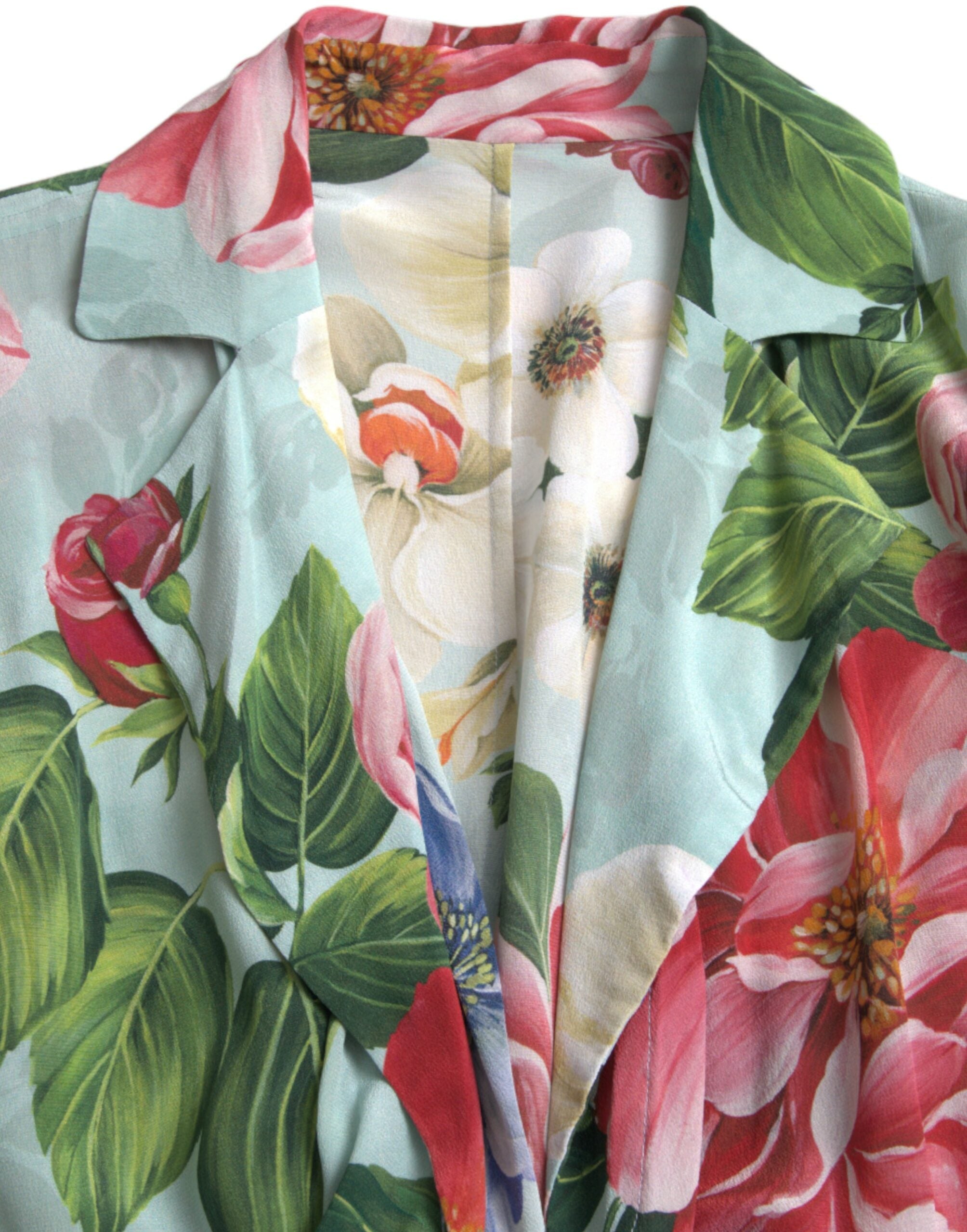 Dolce & Gabbana Blauer geblümter Wickel-Overall mit weitem Bein