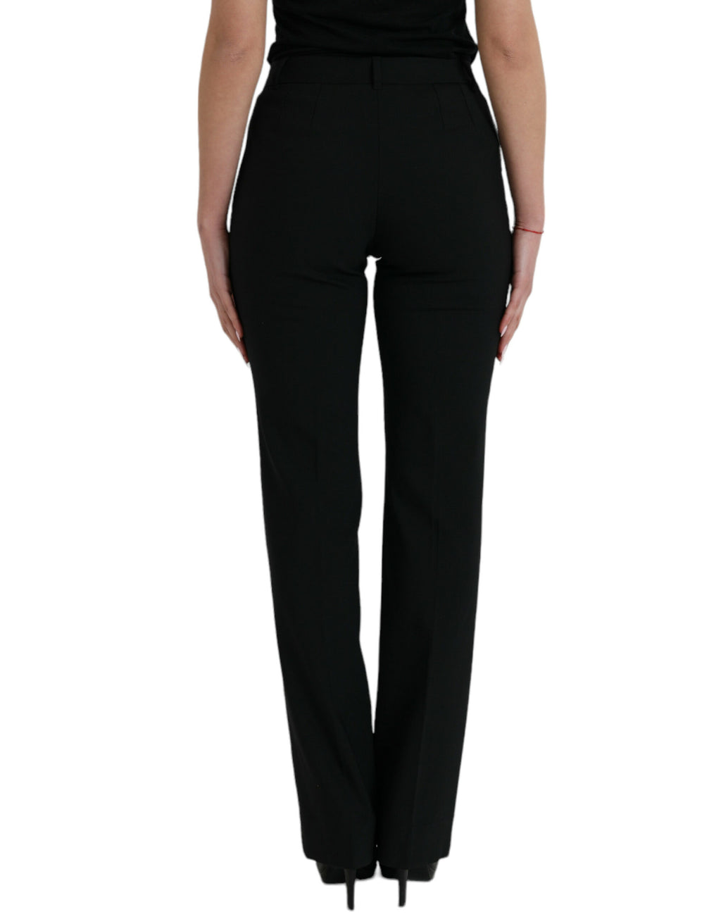 Dolce & Gabbana Schwarze Wolle Mid Waist Tapered Pants