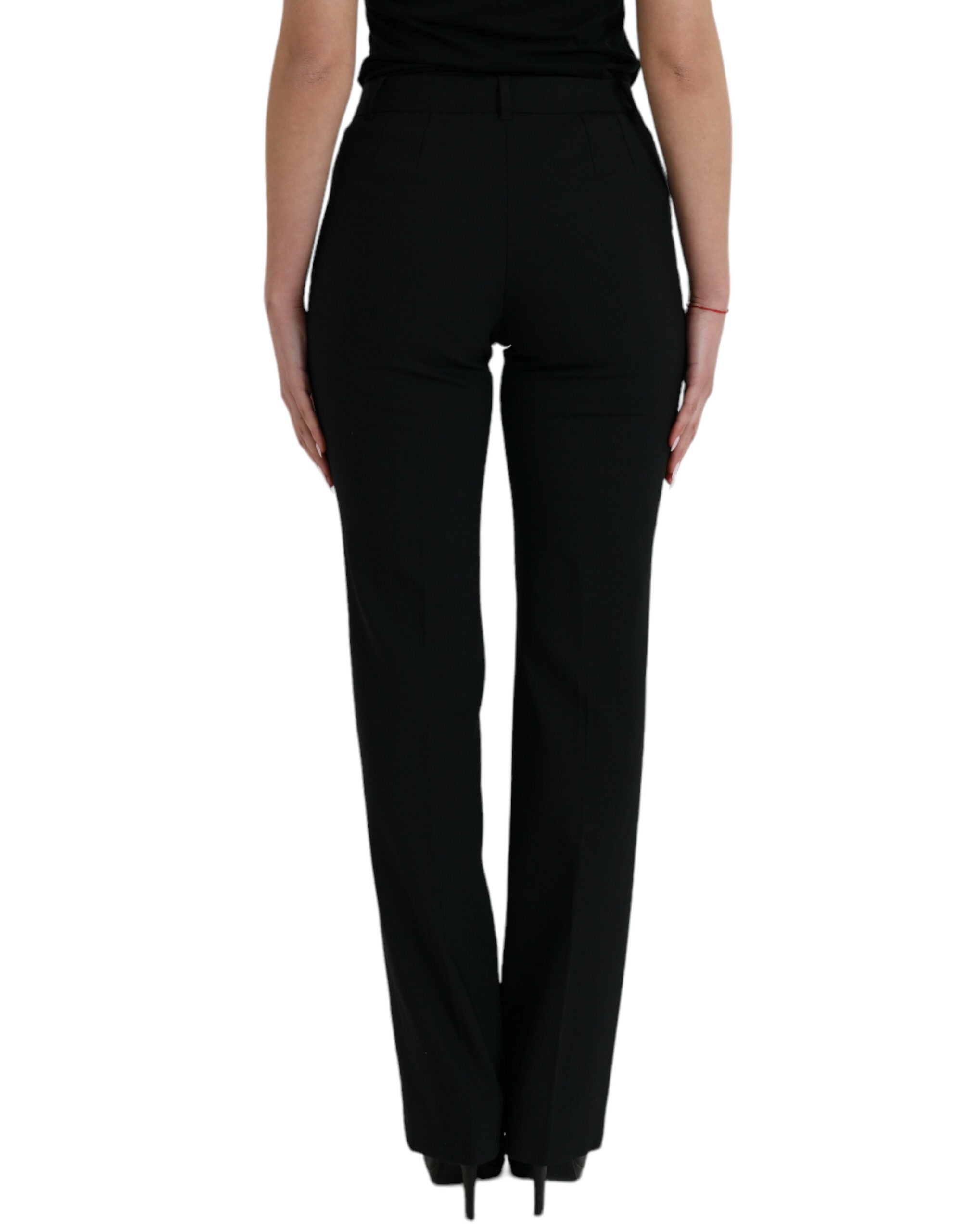 Dolce & Gabbana Schwarze Wolle Mid Waist Tapered Pants