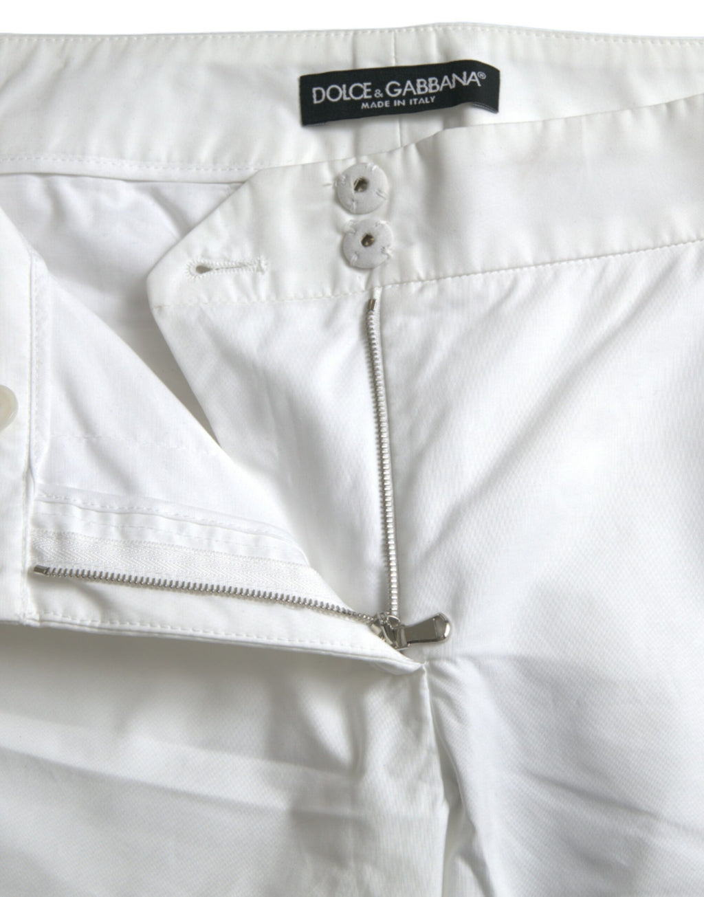 Dolce & Gabbana Weiße ausgeschnittene Hose aus Baumwolle mit mittlerer Taille