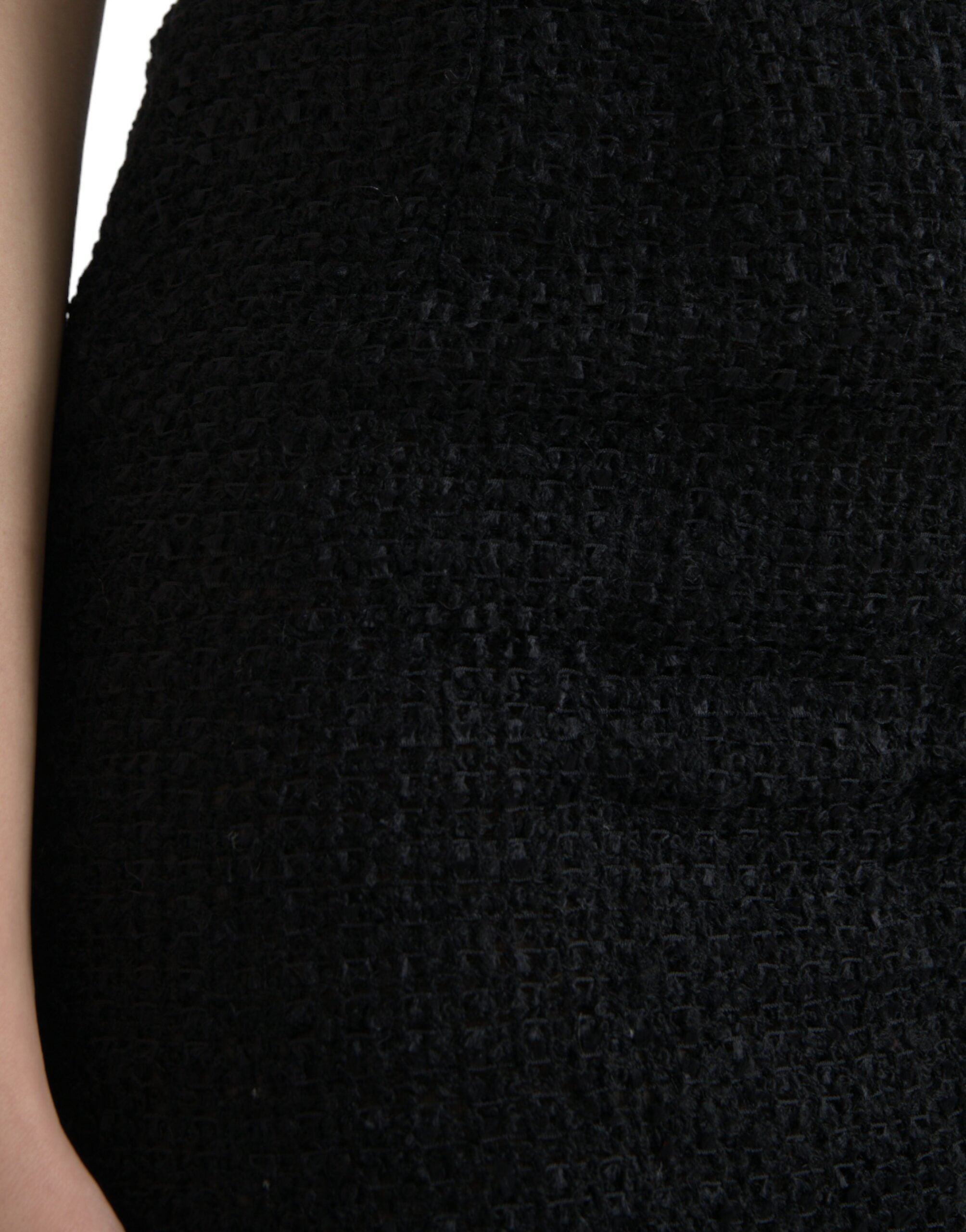 Dolce & Gabbana Schwarzer Midirock aus Wolle mit hoher Taille und Bleistiftschnitt