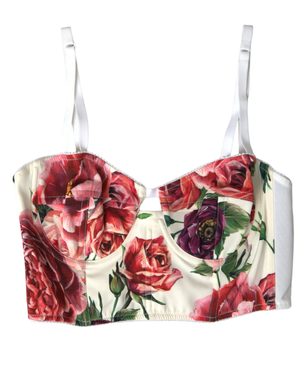 Dolce & Gabbana Multicolor Floral Ärmelloses Bustier Crop Top