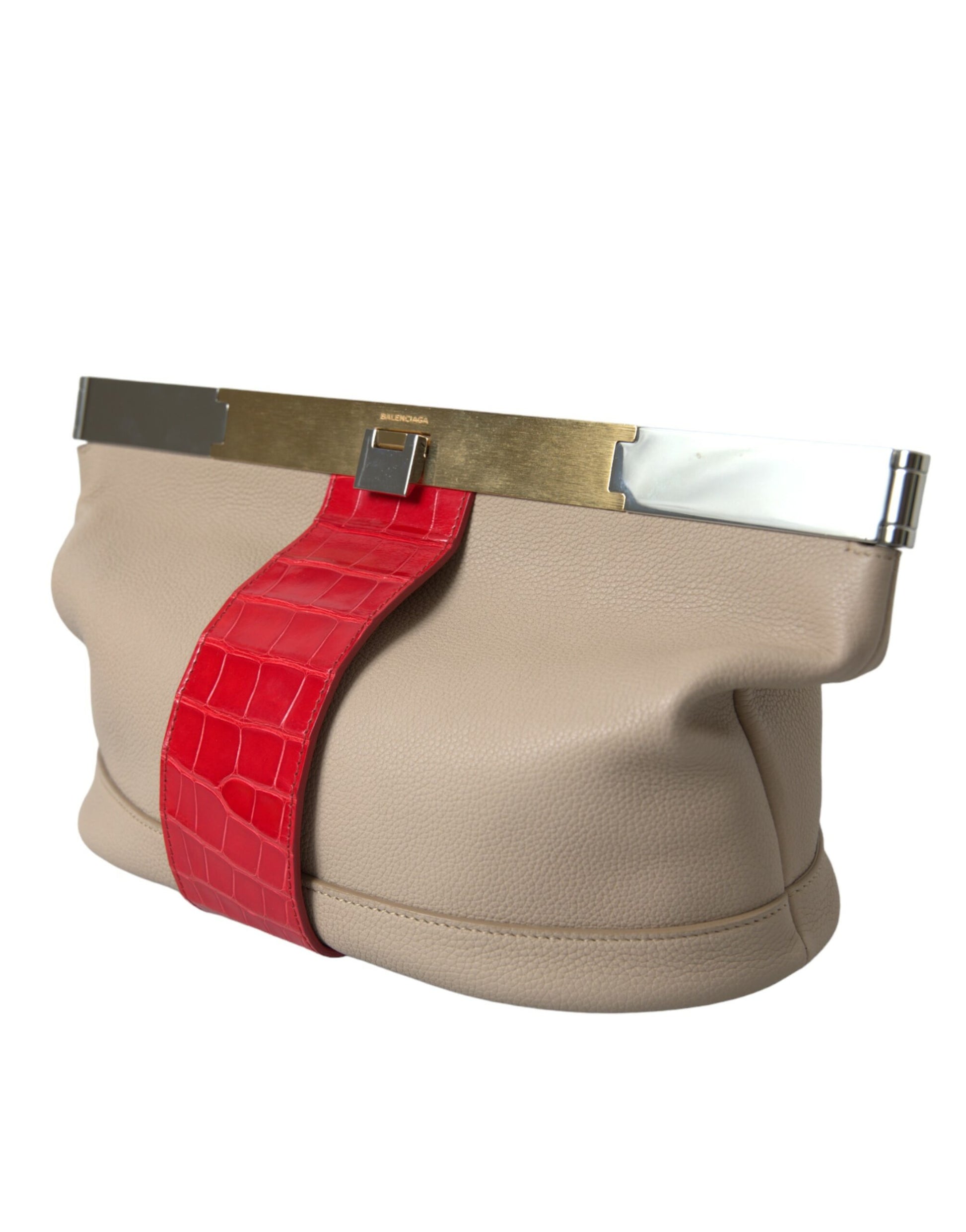 Balenciaga Beige Rot Zweifarbige Tasche aus exotischem Leder
