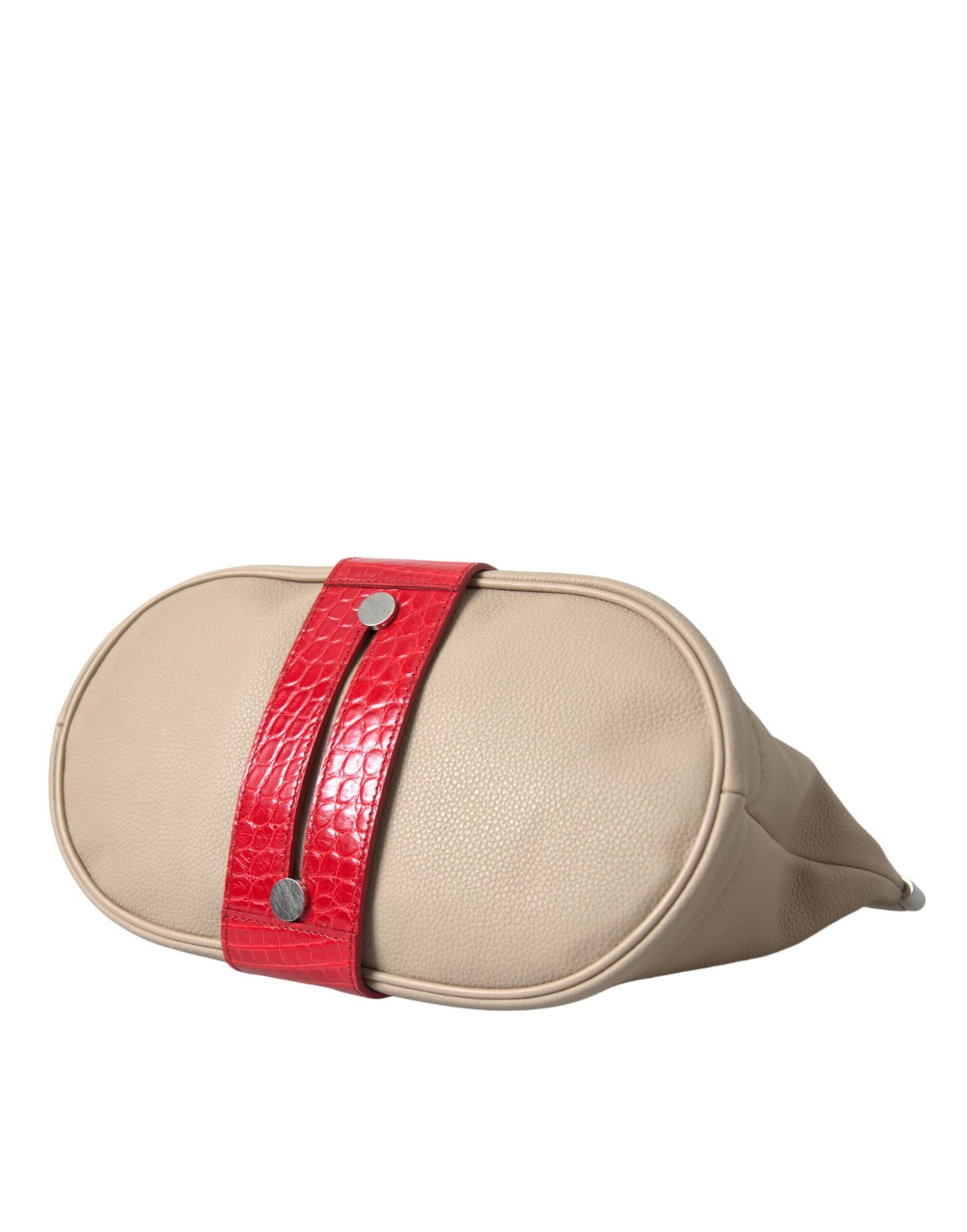 Balenciaga Beige Rot Zweifarbige Tasche aus exotischem Leder