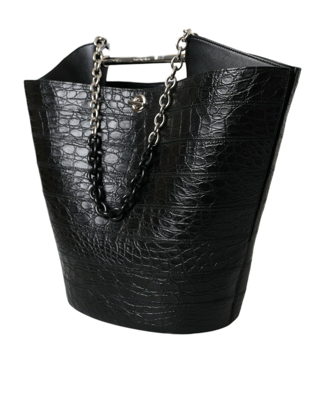 Balenciaga Schwarzes Exotenleder Maxi Bucket Tote Geldbörse Tasche