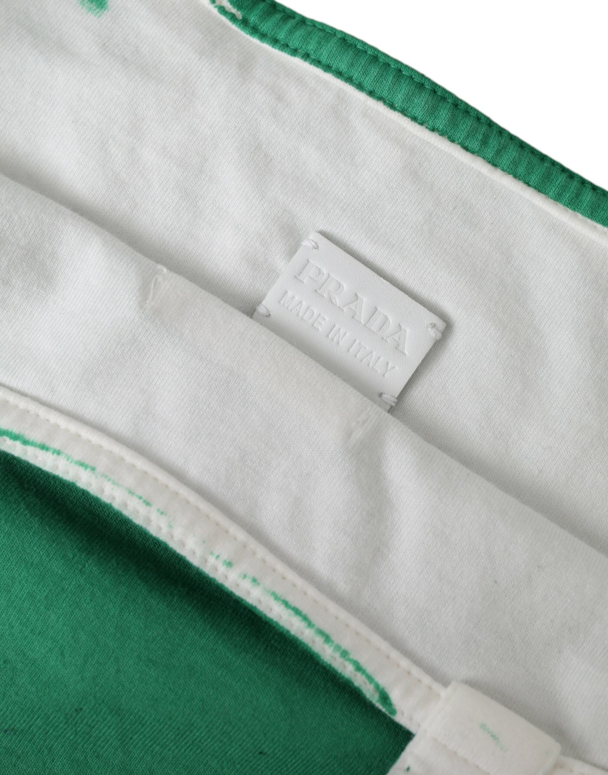 Prada Grüner Jersey Stoff Logo Umhängetasche Einkaufstasche
