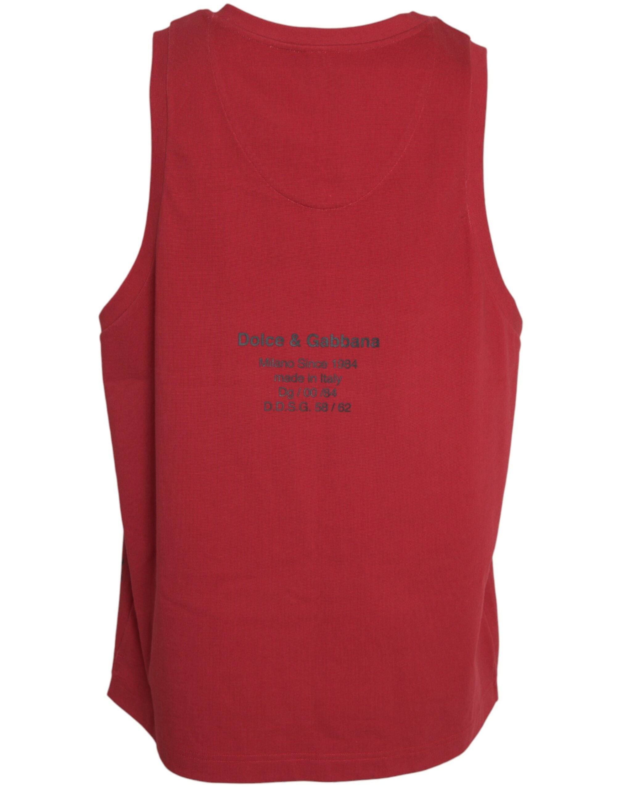 Dolce & Gabbana Rotes ärmelloses Tank-T-Shirt mit Leopardenmuster