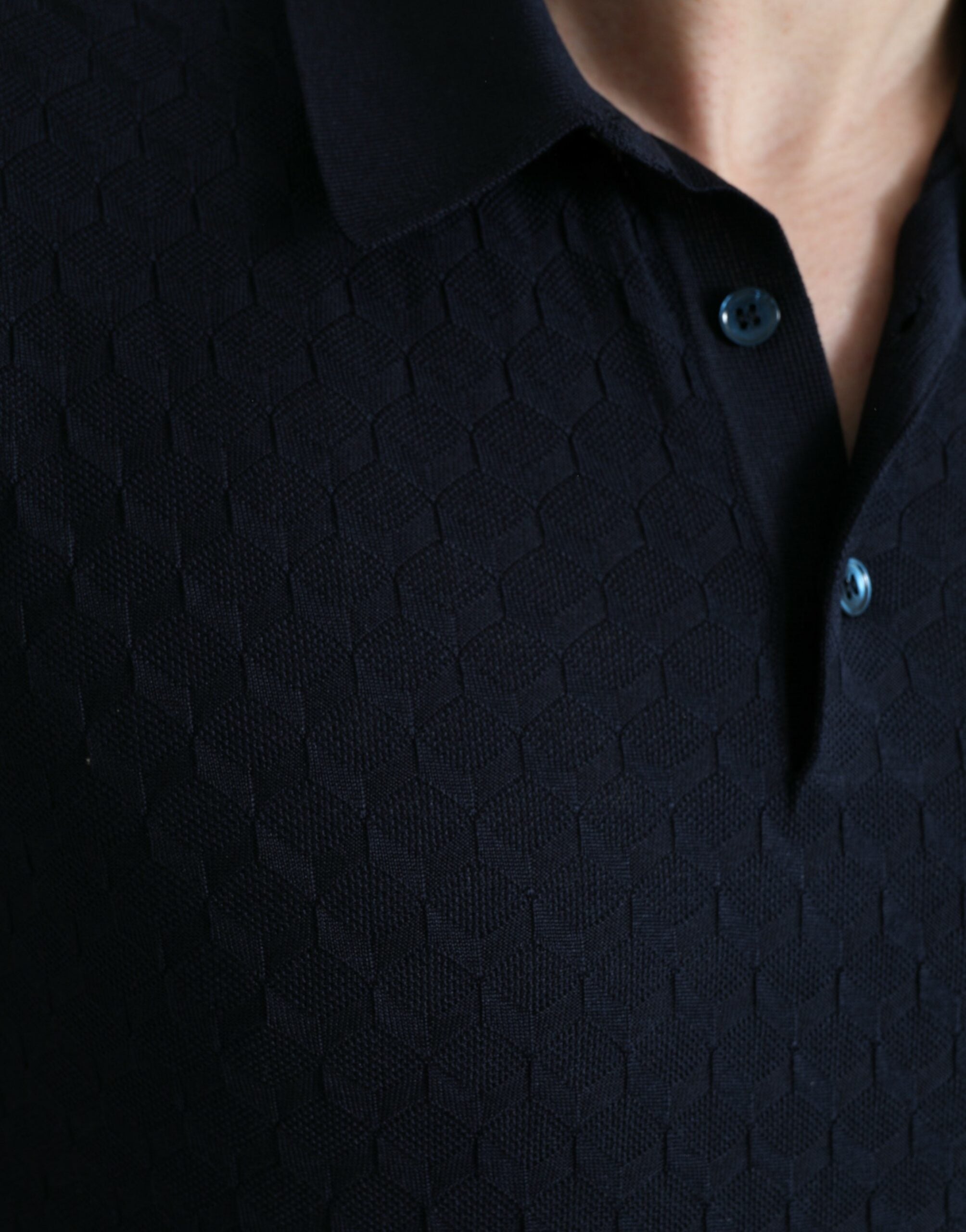 Dolce & Gabbana Dunkelblaues Polo-T-Shirt mit Kragen und kurzen Ärmeln