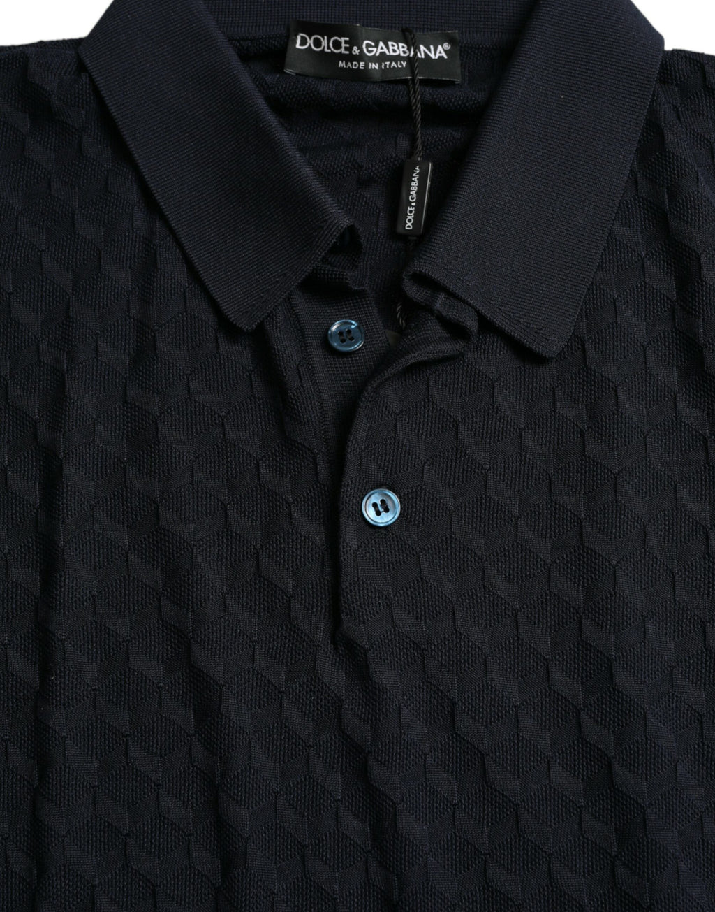Dolce & Gabbana Dunkelblaues Polo-T-Shirt mit Kragen und kurzen Ärmeln