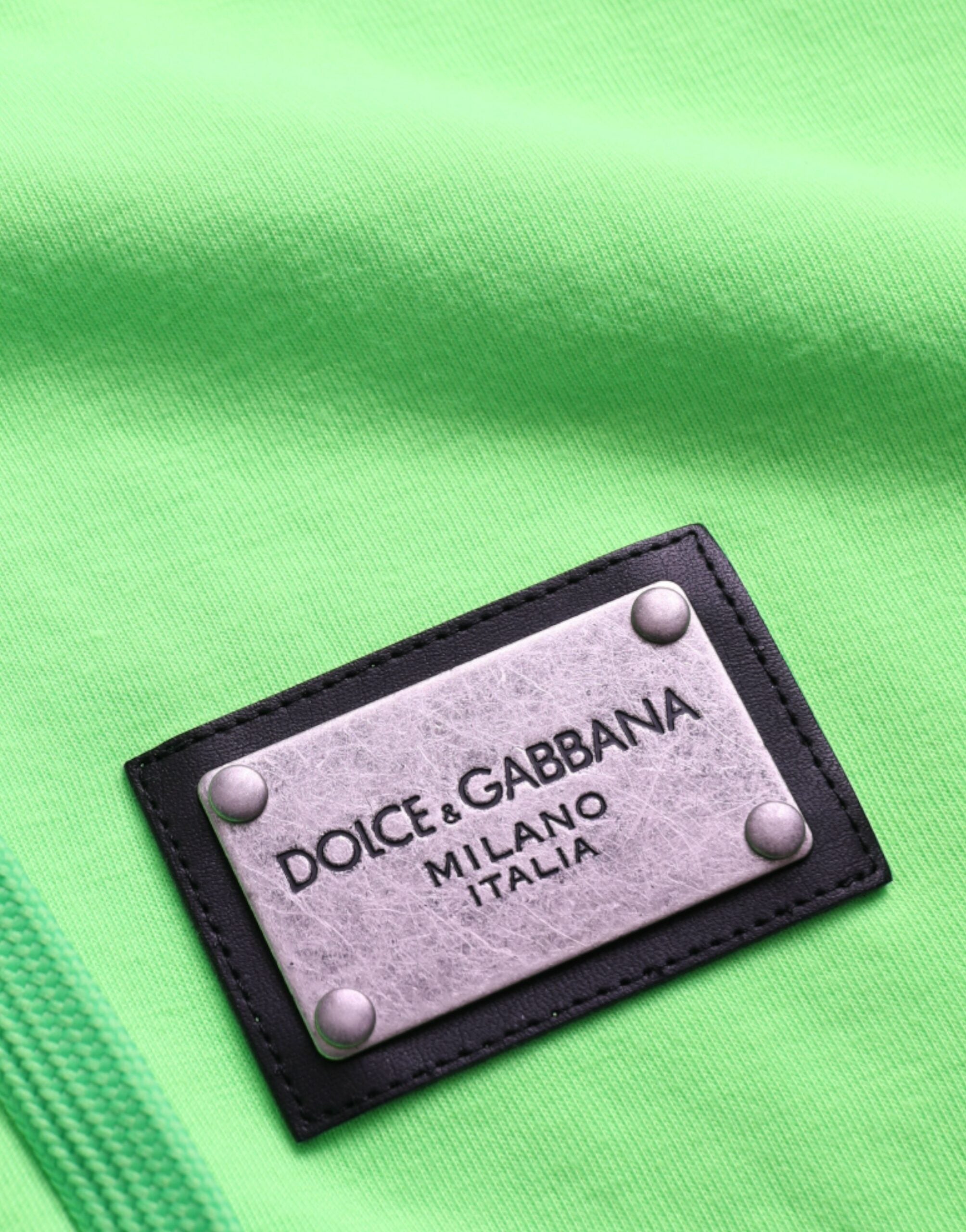 Dolce & Gabbana Neongrüner Kapuzenpullover mit durchgehendem Reißverschluss