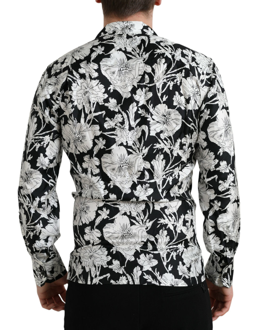 Dolce & Gabbana Schwarz Weiß Floral Button Down Casual Hemd