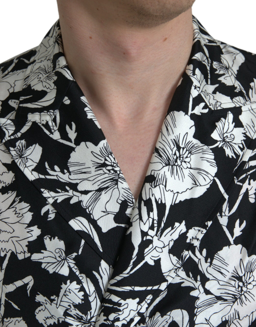 Dolce & Gabbana Schwarz Weiß Floral Button Down Casual Hemd