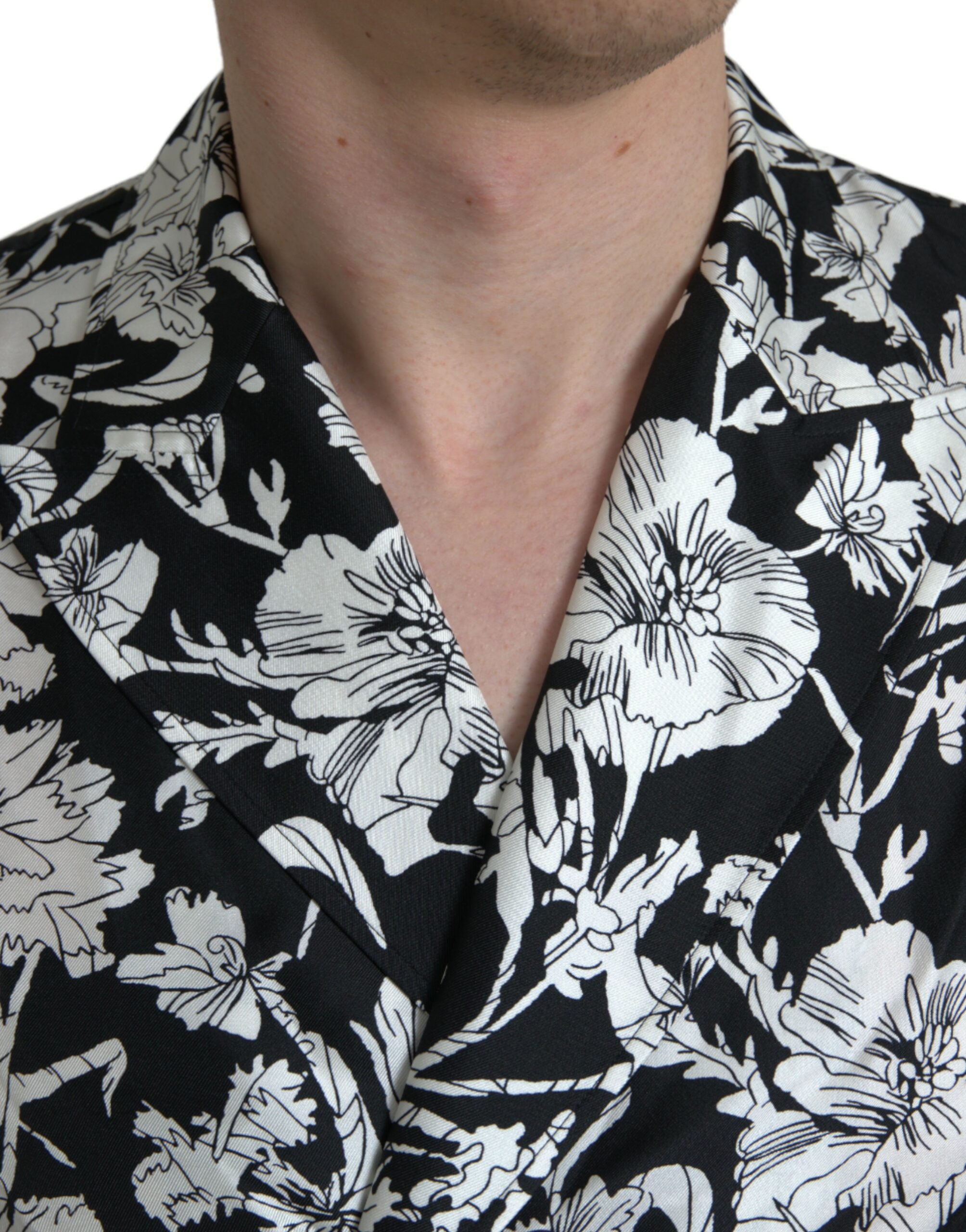 Dolce & Gabbana Schwarz Weiß Floral Button Down Casual Hemd