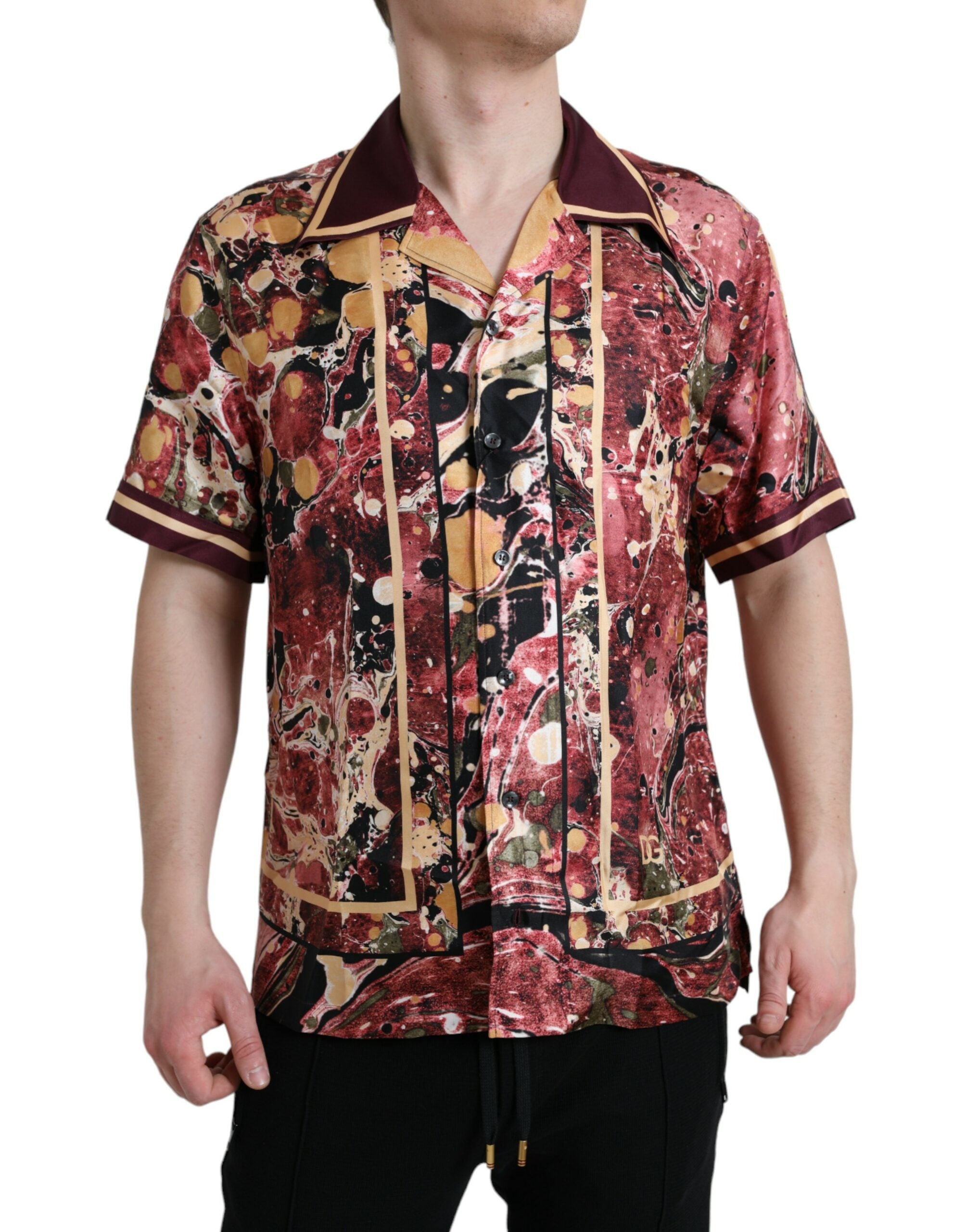 Dolce & Gabbana Multicolor Button Down Seidenhemd