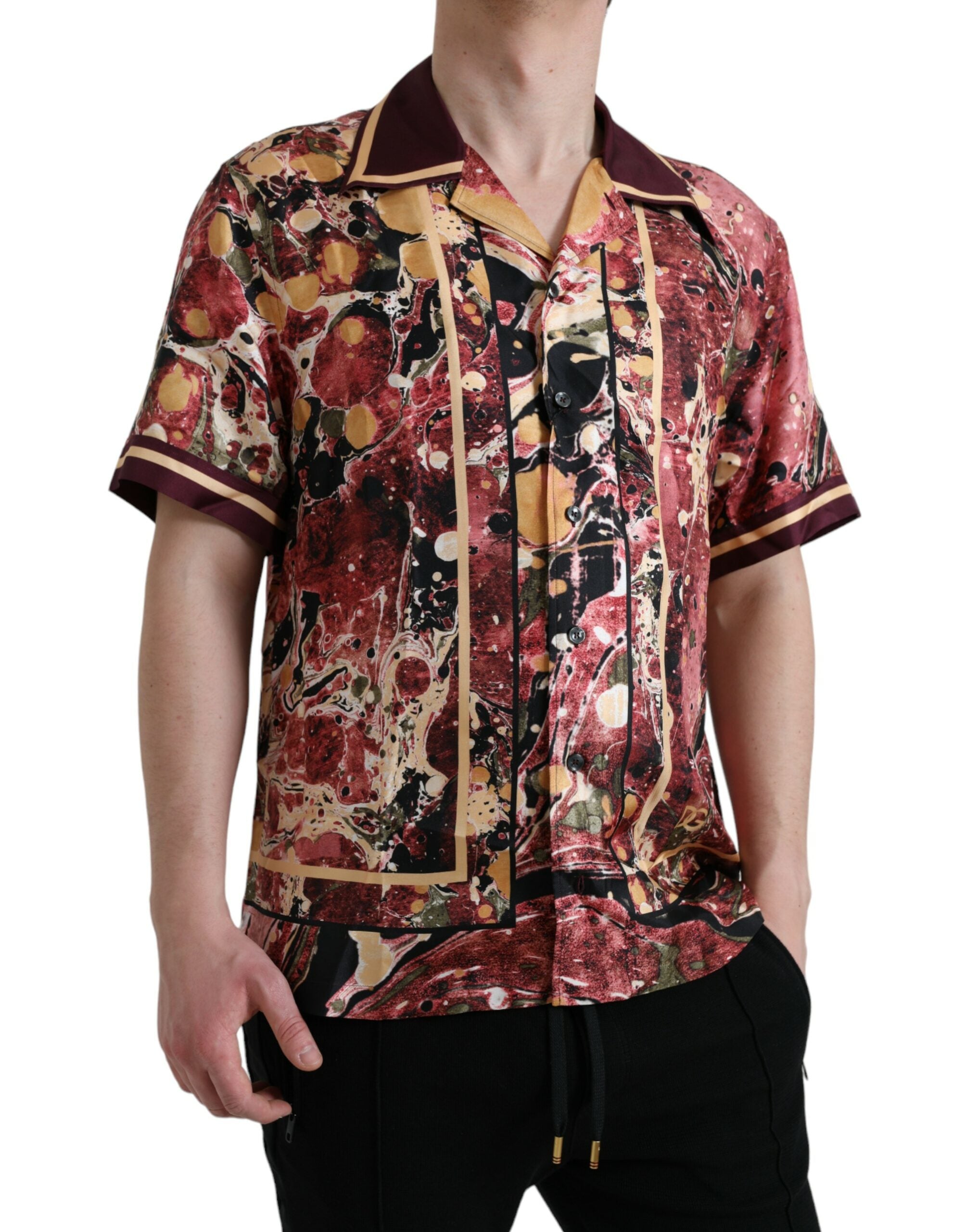 Dolce & Gabbana Multicolor Button Down Seidenhemd