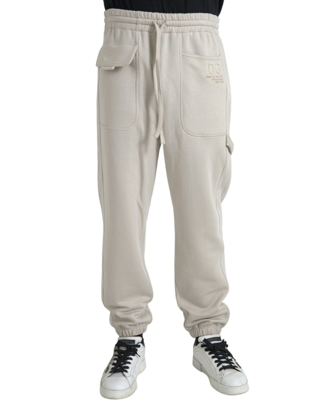 Dolce & Gabbana Weiße Viskose-Cargo-Jogger-Sweatpants-Hose
